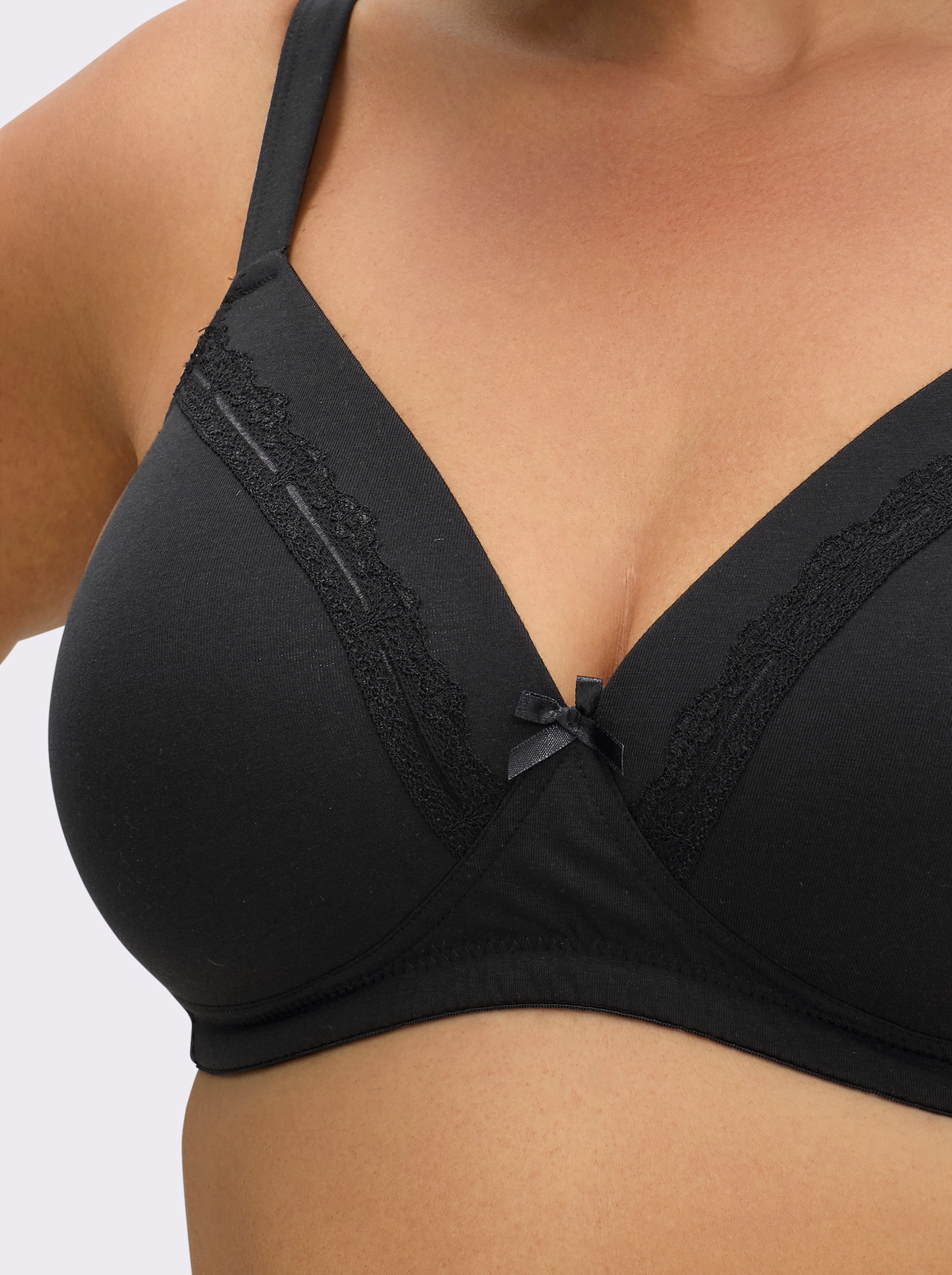 wäschepur Schalen-BH ohne Bügel mit vorgeformten Cups - schwarz + jeansblau