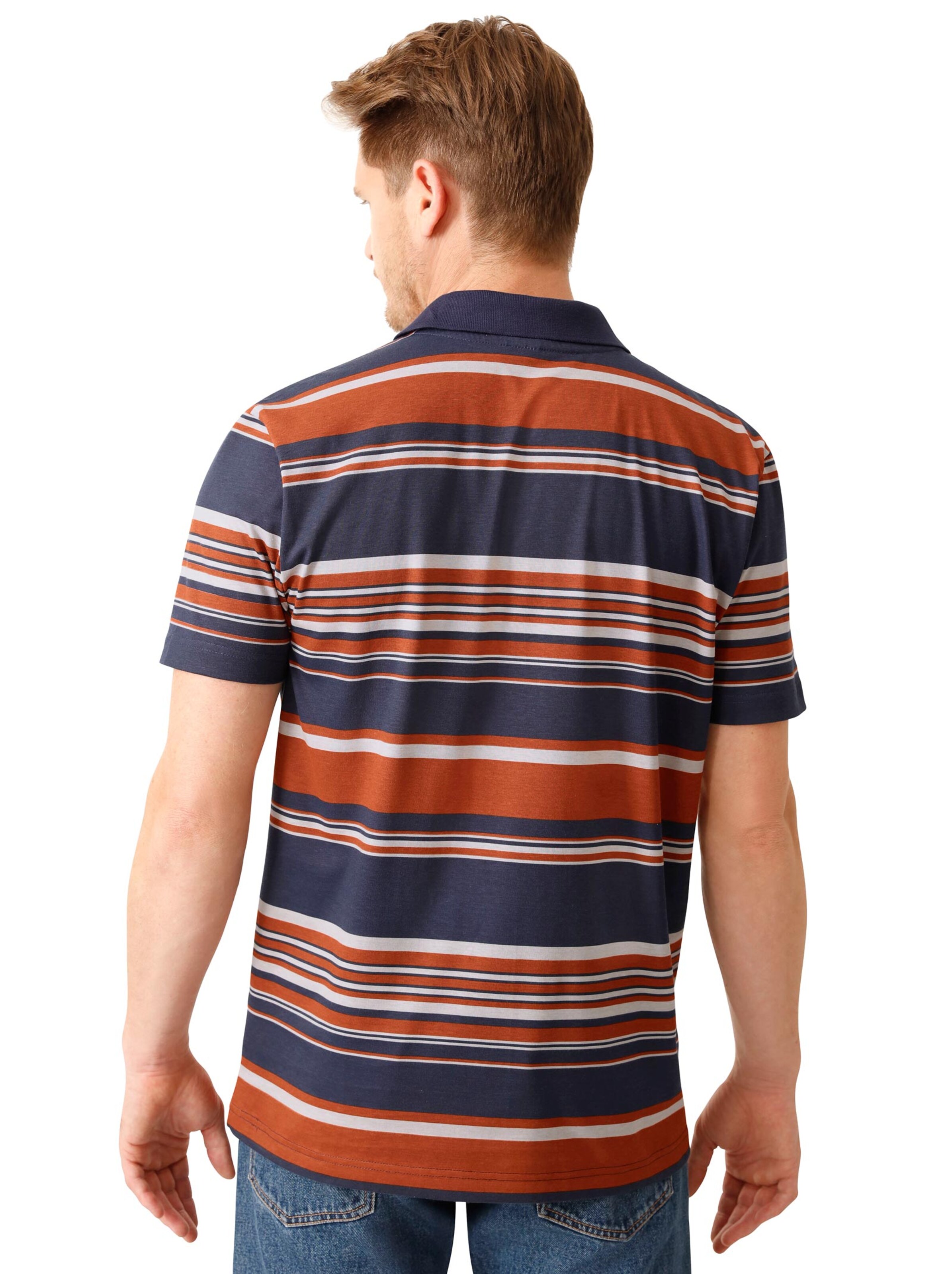 Poloshirt - marine-cognac-gestreift