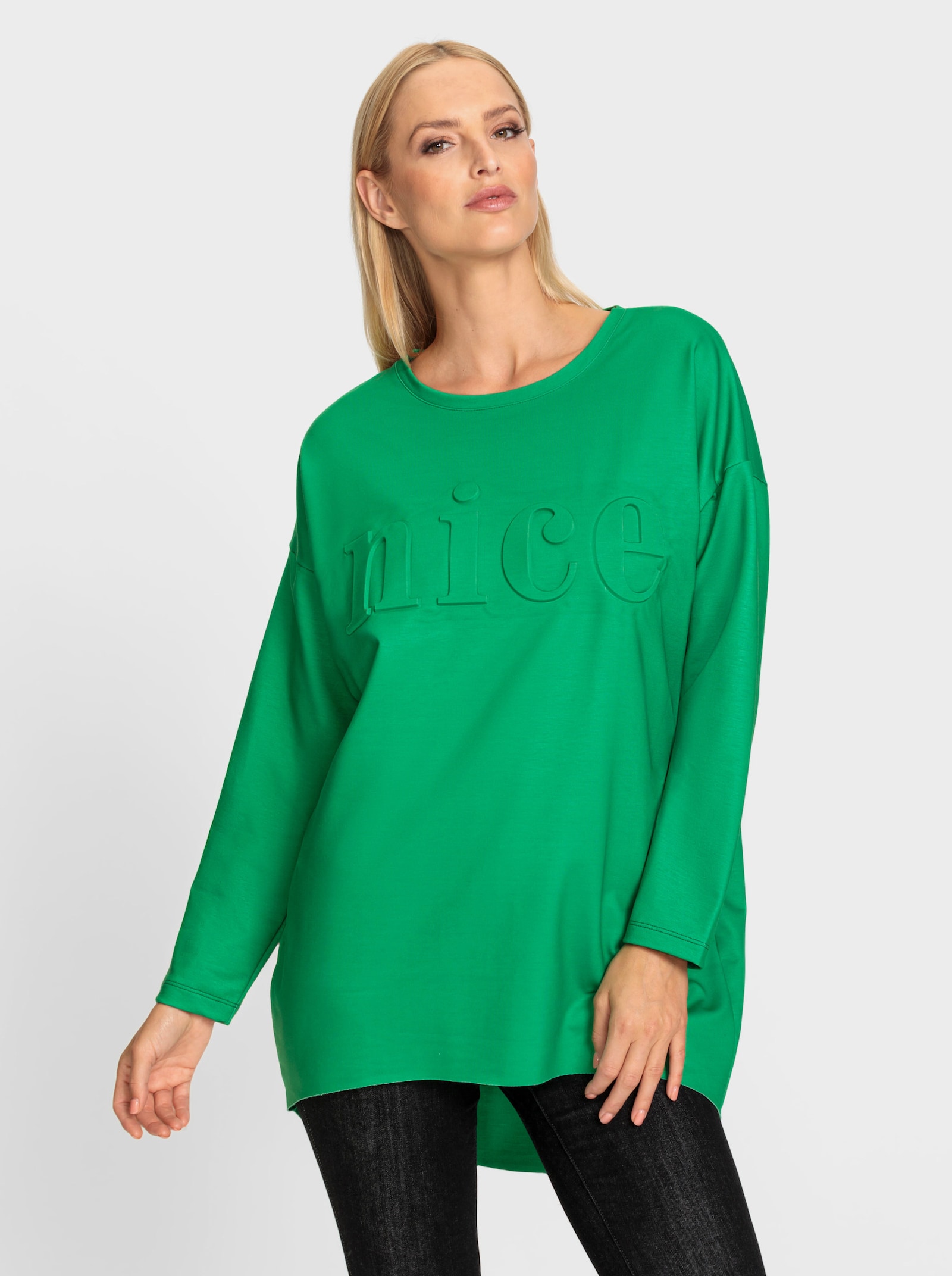 heine Longshirt mit Prägung - grasgrün