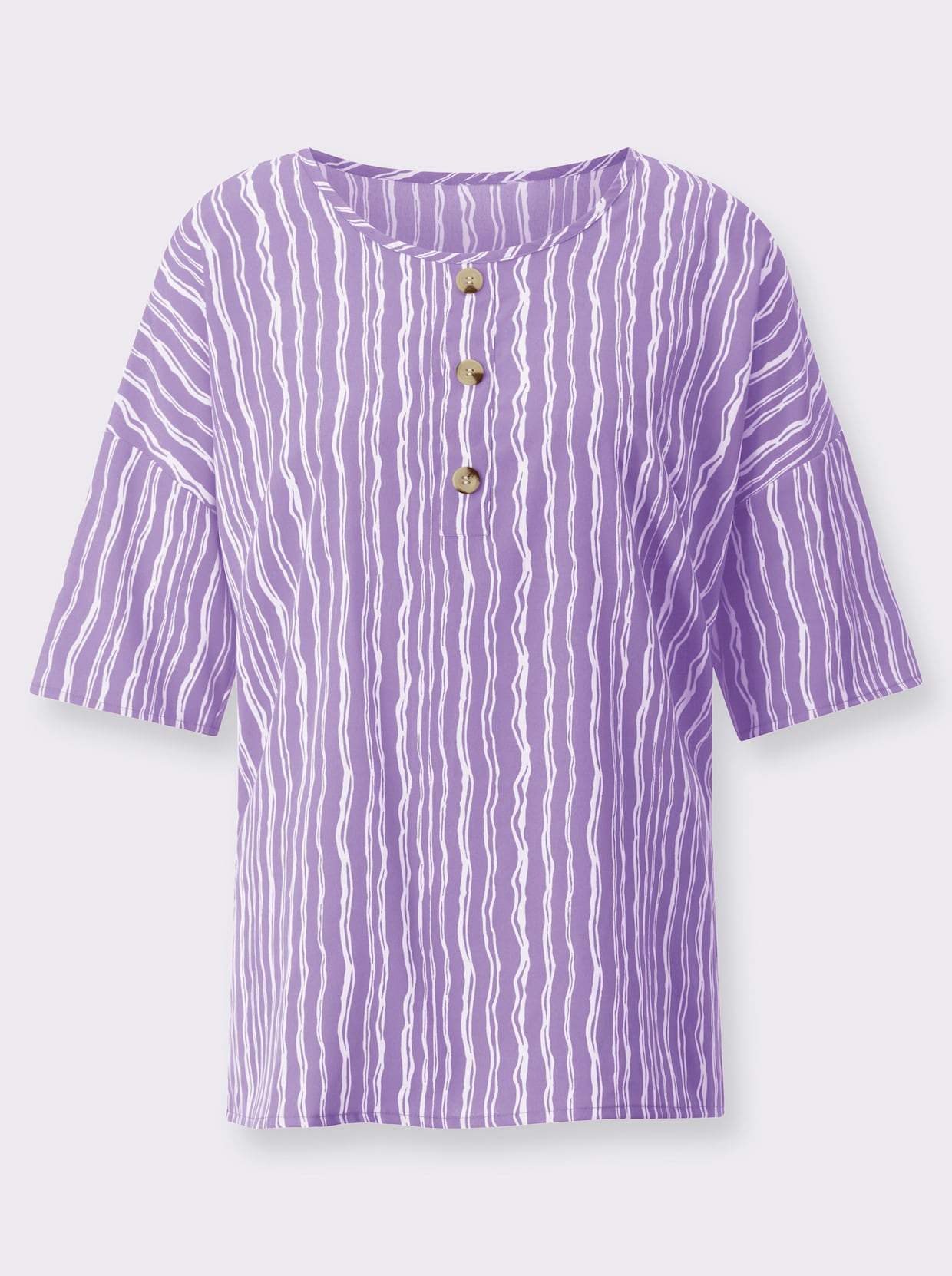 Comfortabele blouse - lavendel-wit bedrukt