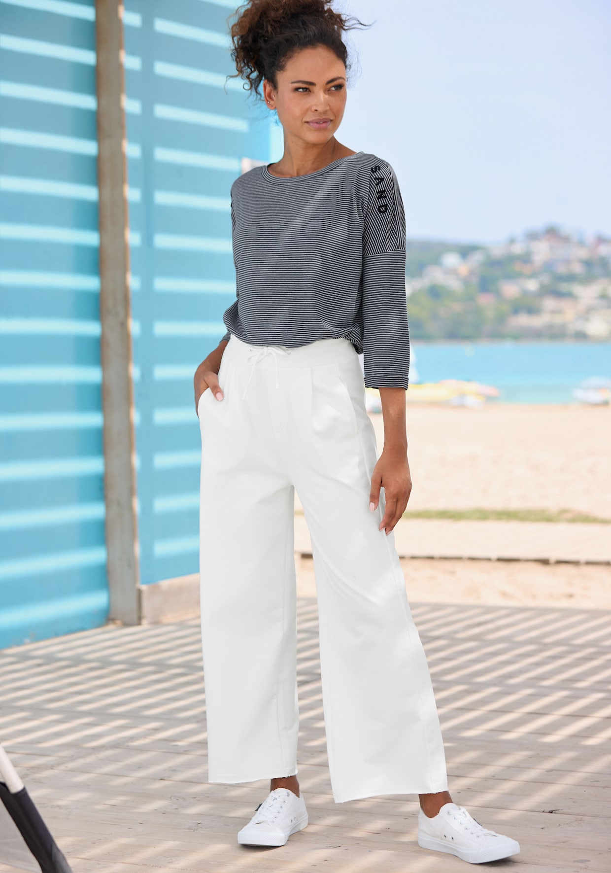Elbsand Shirt met 3/4-mouw - marine/wit