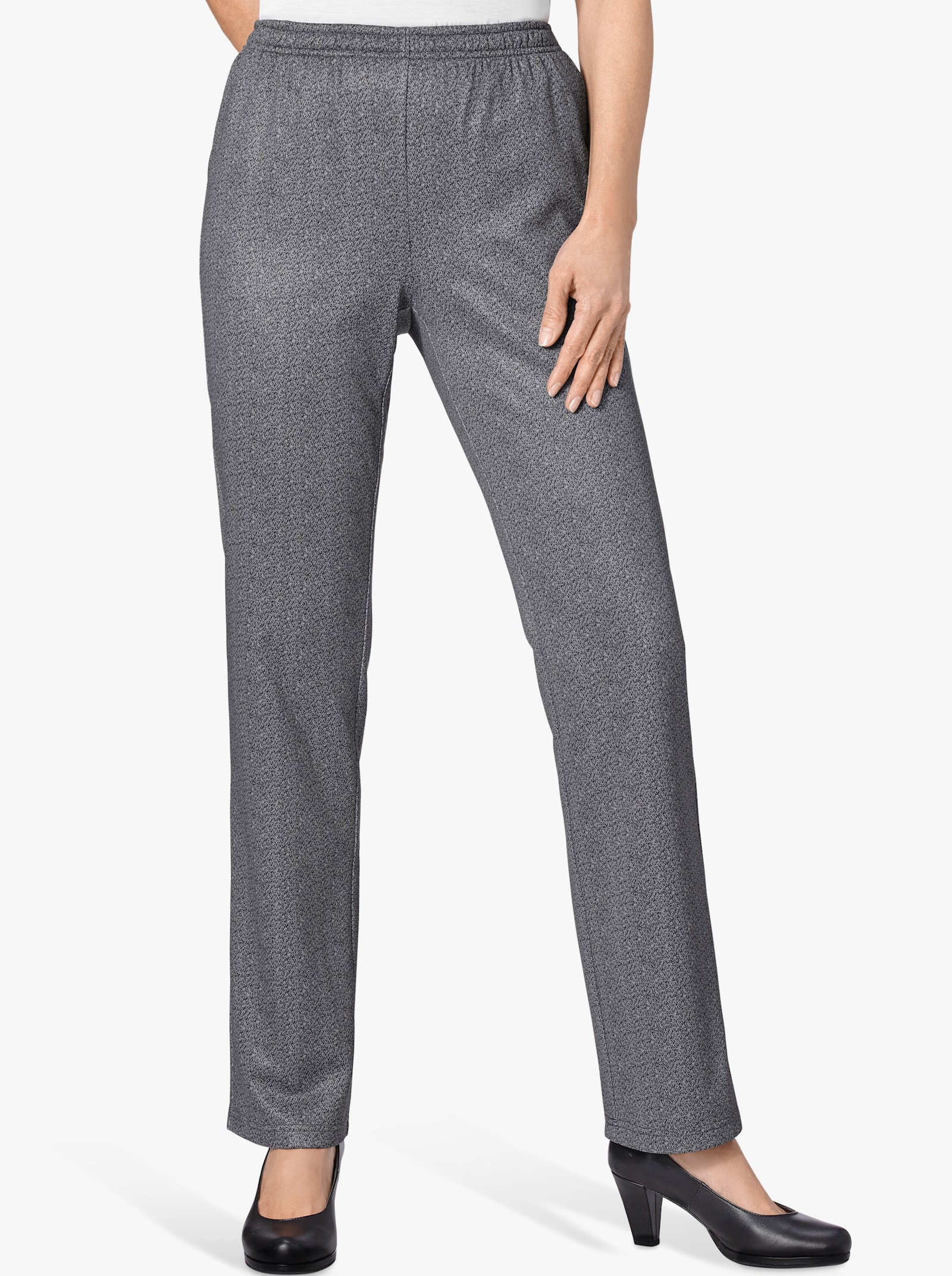 Jerseyhose in Winter-Qualität - grau-gemustert