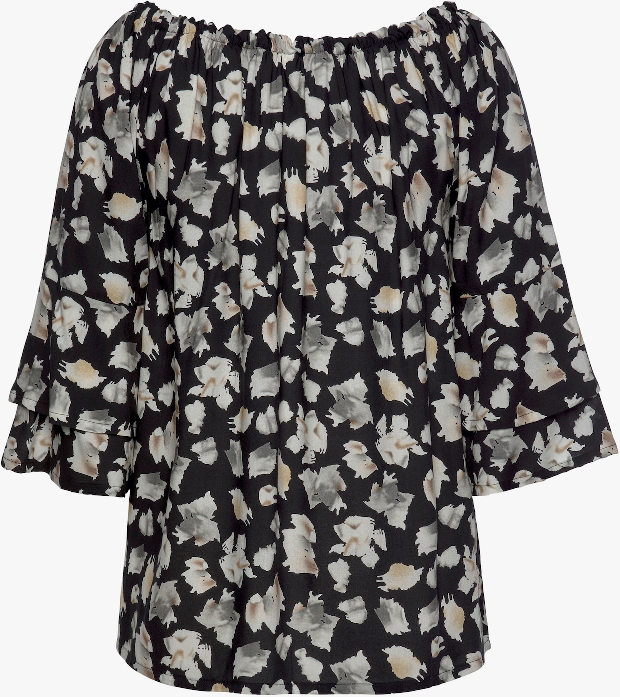 LASCANA Carmenblouse - zwart geprint