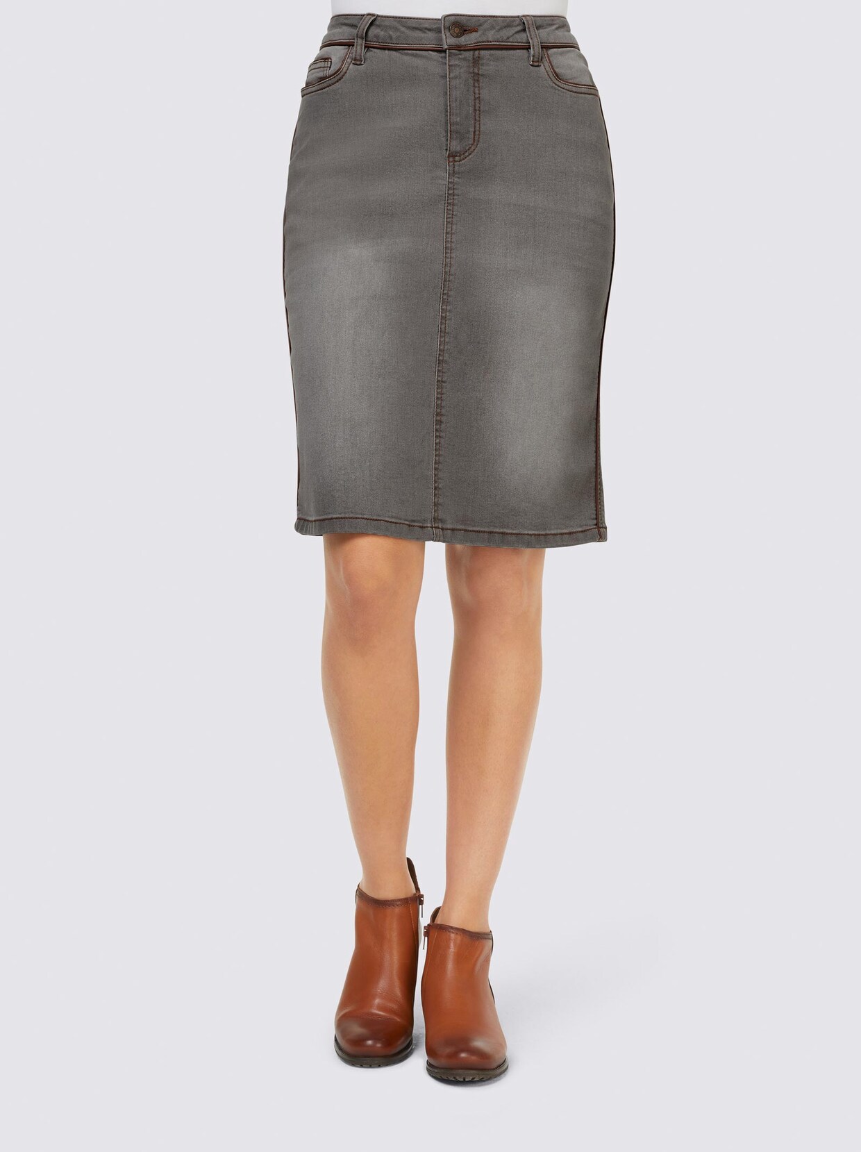 Linea Tesini Jeans-Rock - grey denim