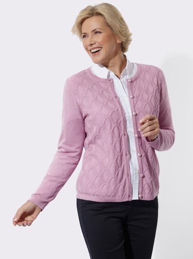 Strickjacke mit Rauten-Muster - rosé