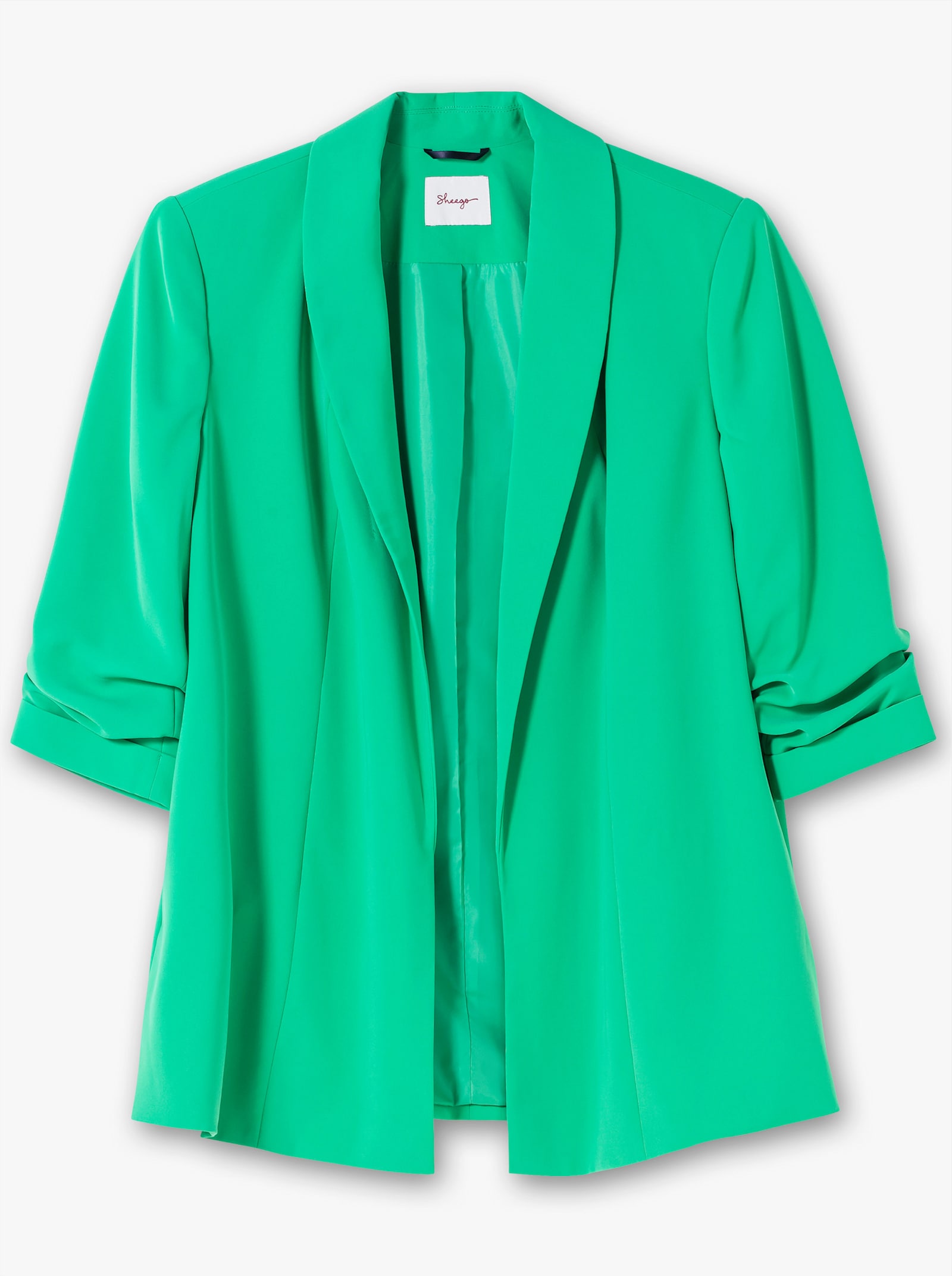 sheego Lange blazer met sjaalkraag - bladgroen