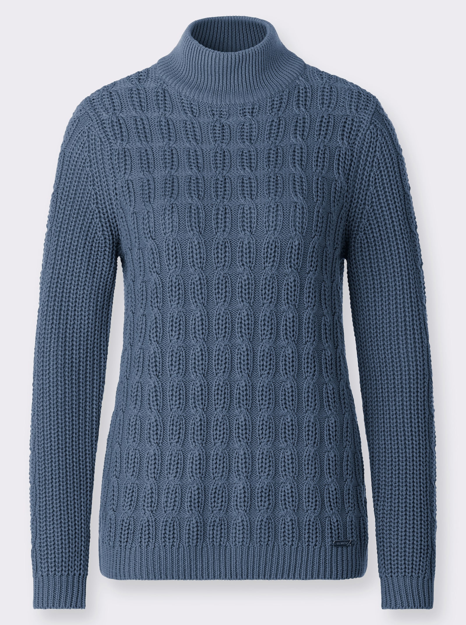 Stehkragenpullover mit elastischen Rippbündchen - rauchblau