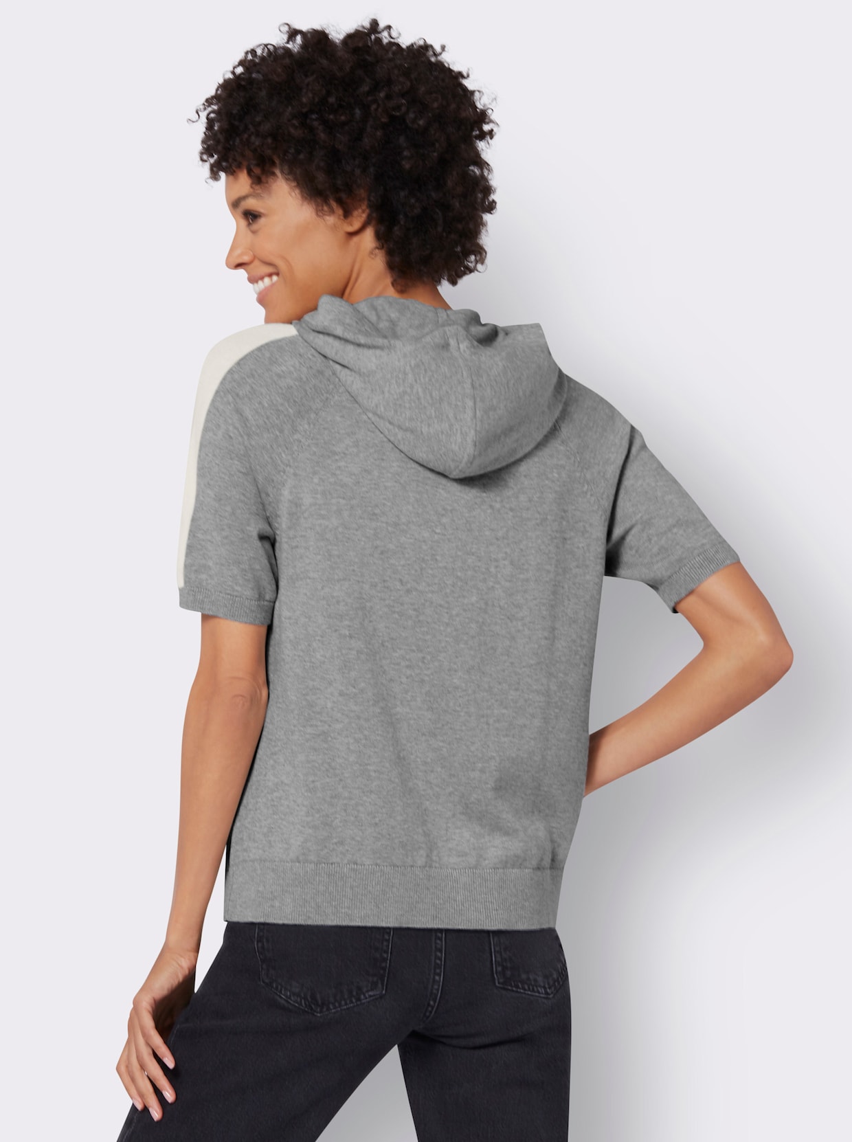 Pullover met korte mouwen - grijs/ecru