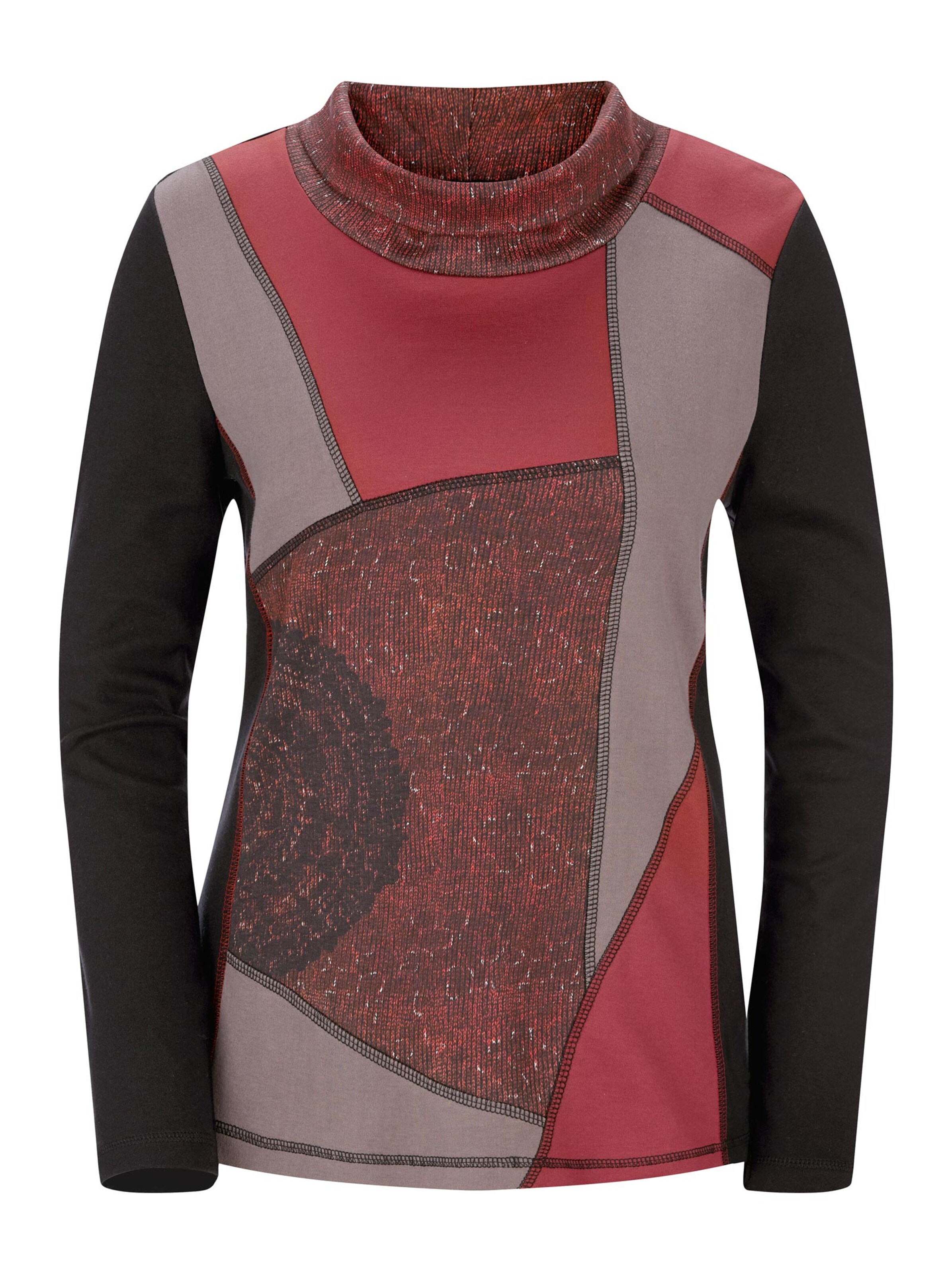 Shirt - schwarz-weinrot-gemustert