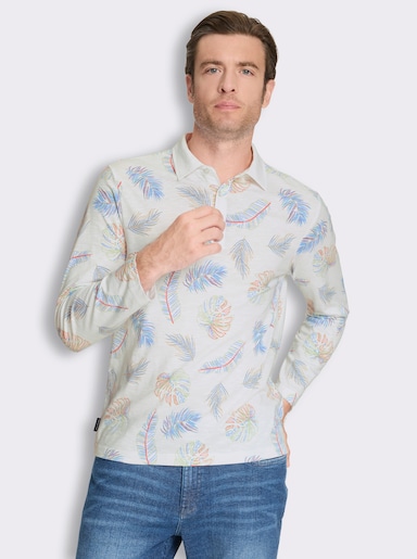 Marco Donati Langarmshirt aus Flammgarn - weiß-bedruckt