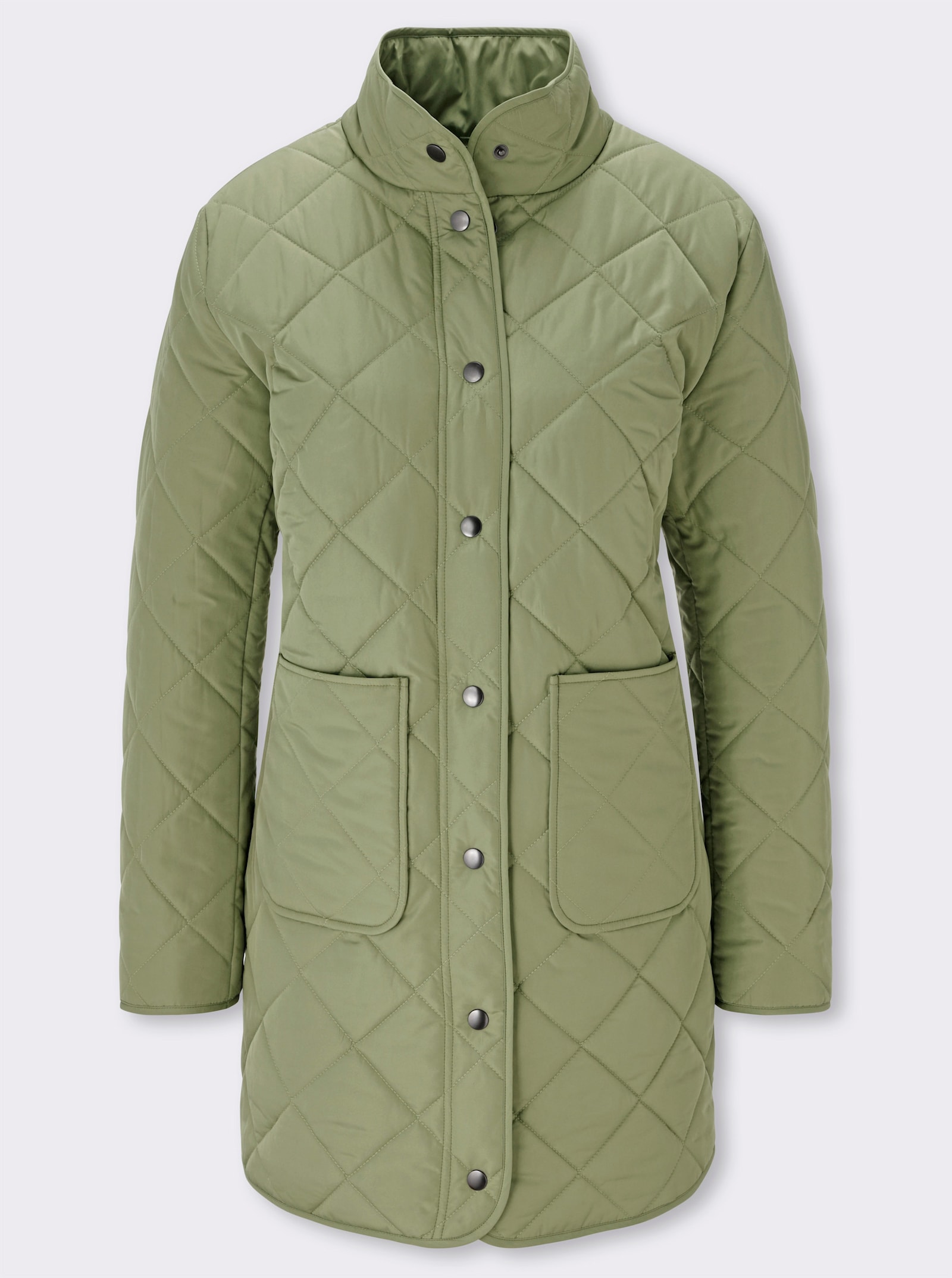 Longjacke mit quadratischem Steppmuster - schilf