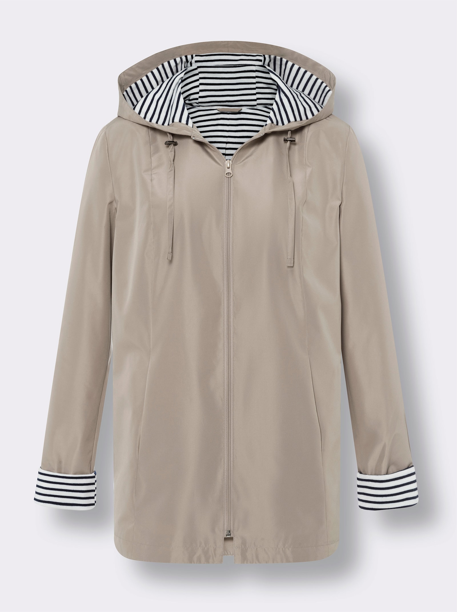 Jacke mit gestreiftem Futter - sesam