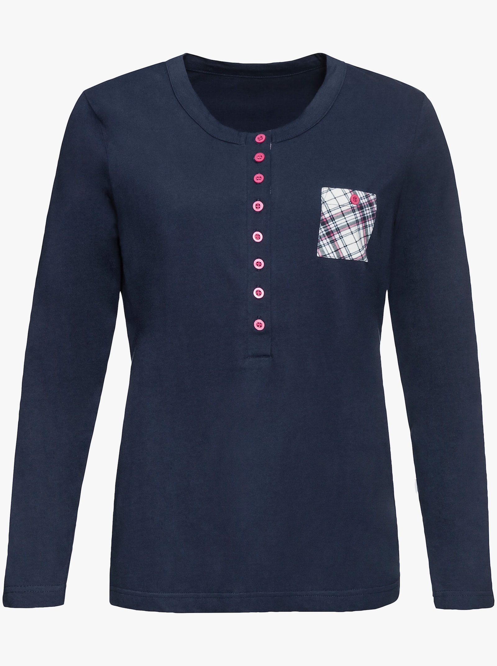 wäschepur Pyjama met lange knoopsluiting - marine geruit