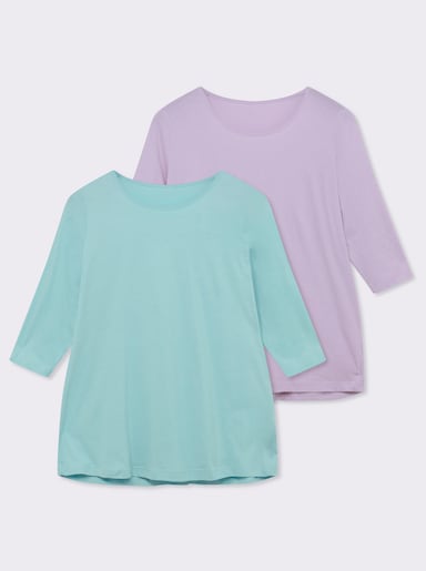 Longshirt in der 2-Stück-Packung - flieder + mint
