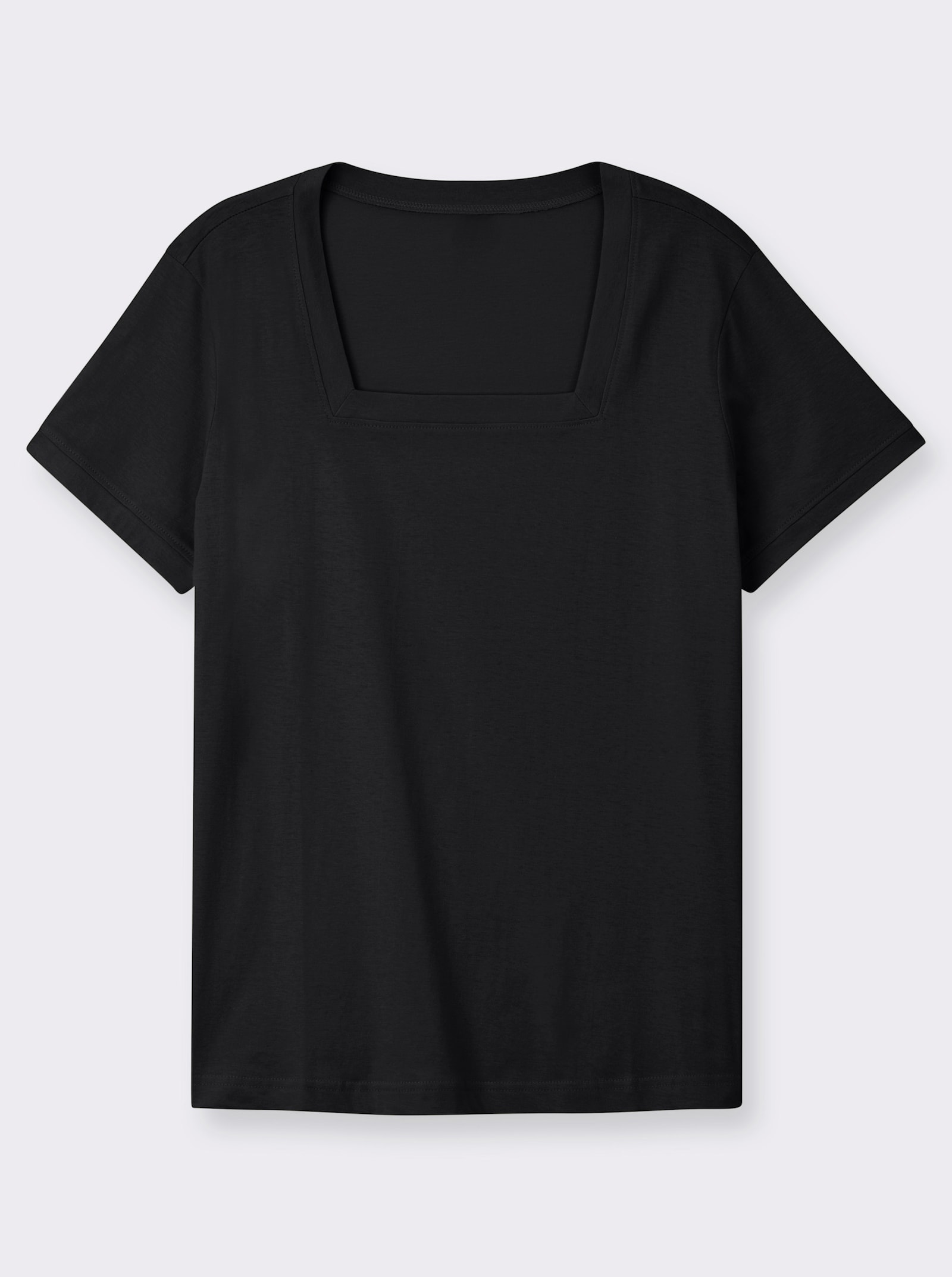 Kurzarmshirt mit Karree-Ausschnitt - schwarz