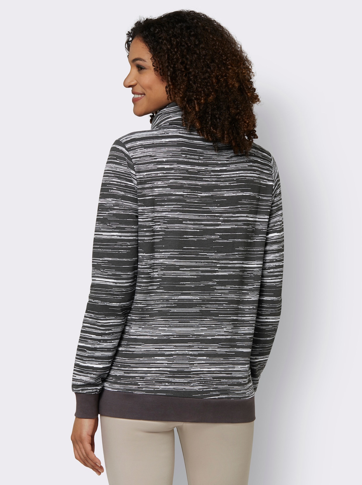 Sweatshirt - graphite-écru imprimé