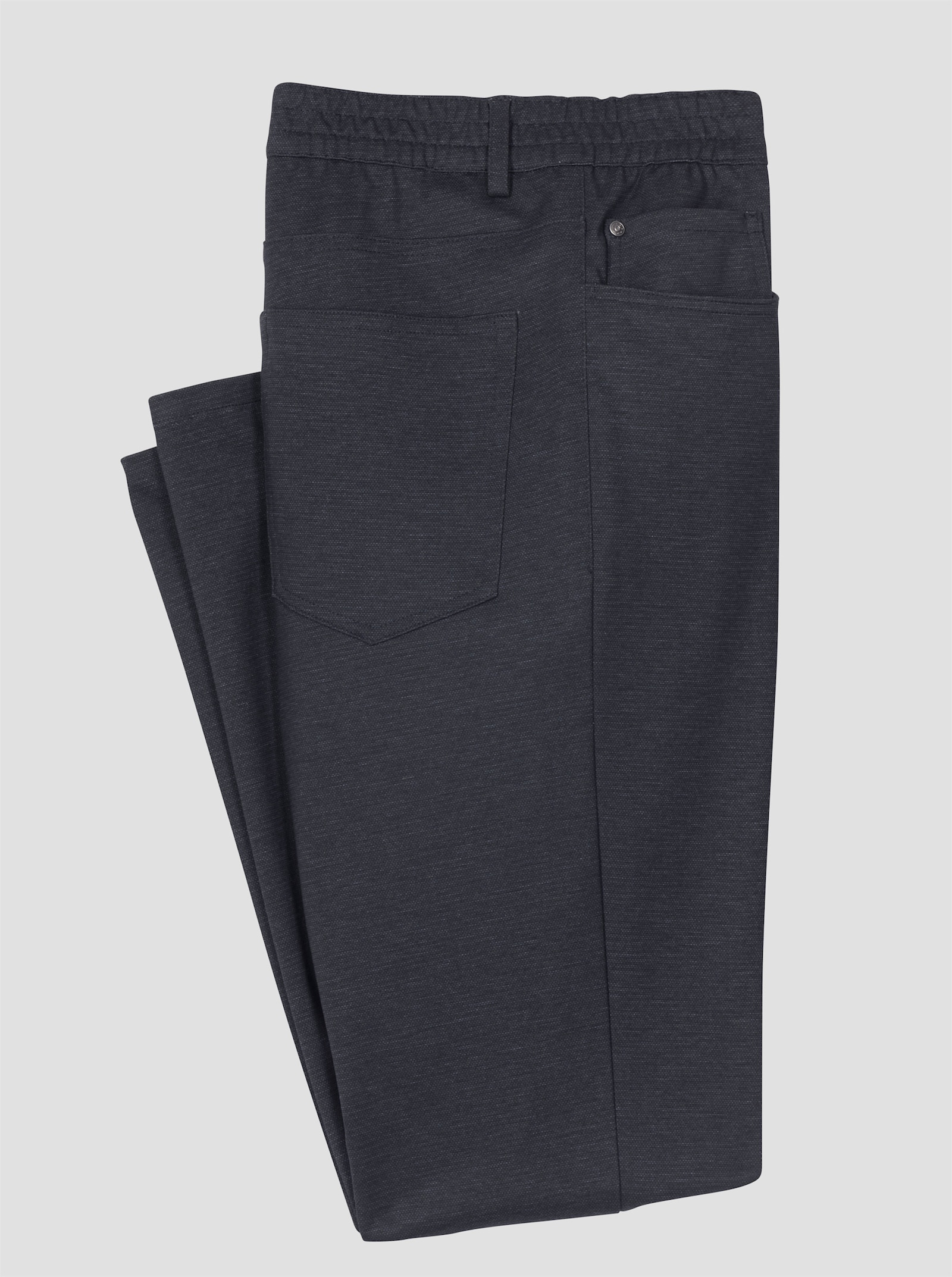 5-Pocket-Hose mit Rundum-Dehnbund - marine-meliert