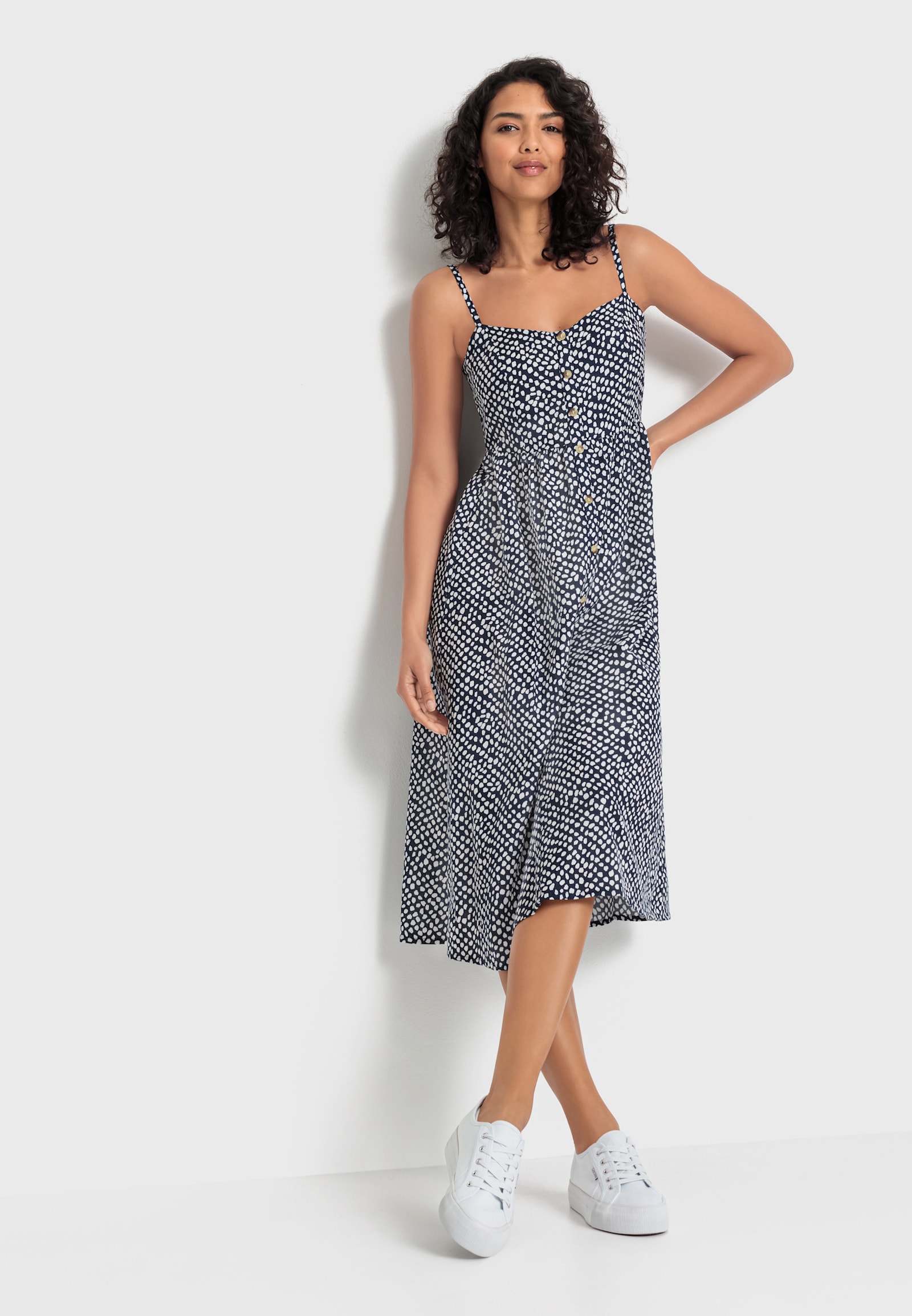 LASCANA Sommerkleid - marine-creme bedruckt