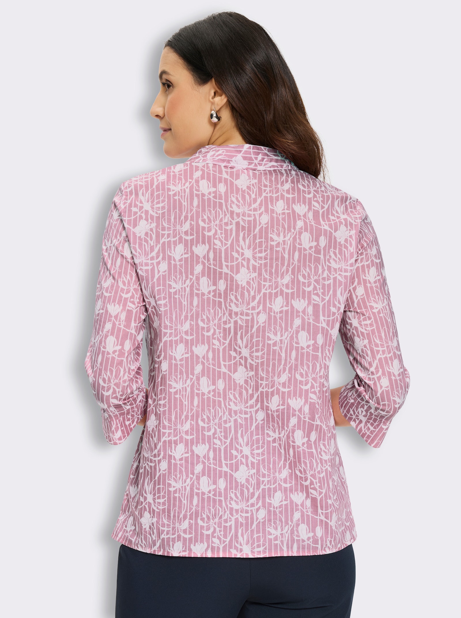 Druckbluse in Schlupfform - altrosa-ecru-gemustert