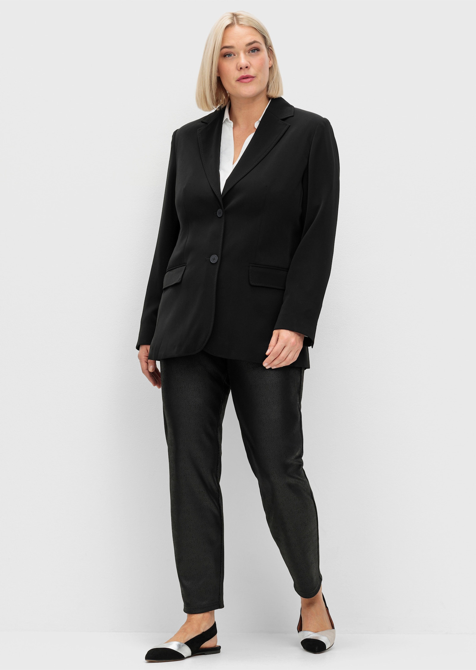 sheego Blazer mit Reverskragen - schwarz