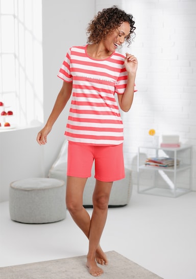 Comtessa Shorty - koralle-ecru-gestreift