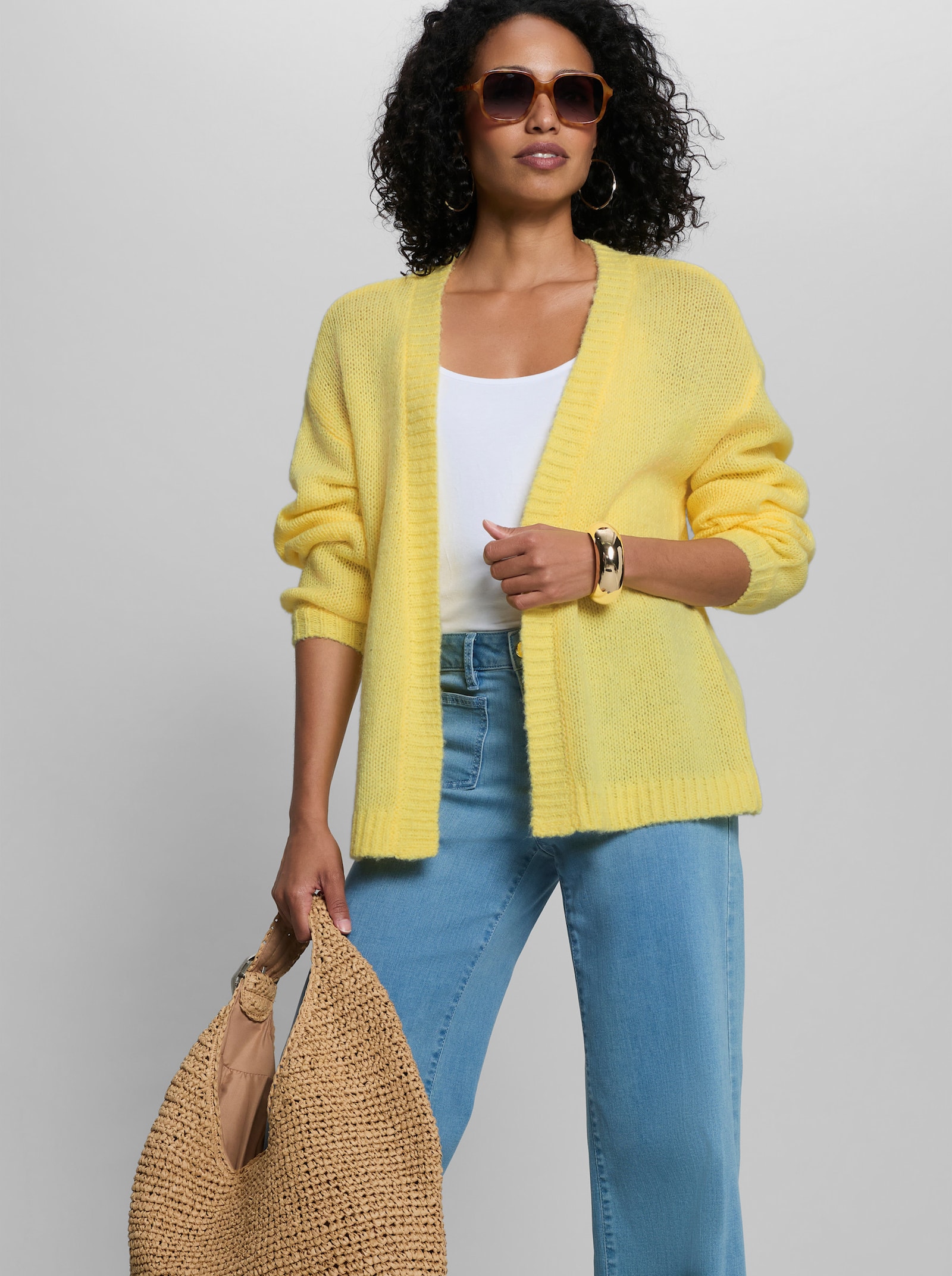 heine Strickjacke aus Flauschgarn - zitrone