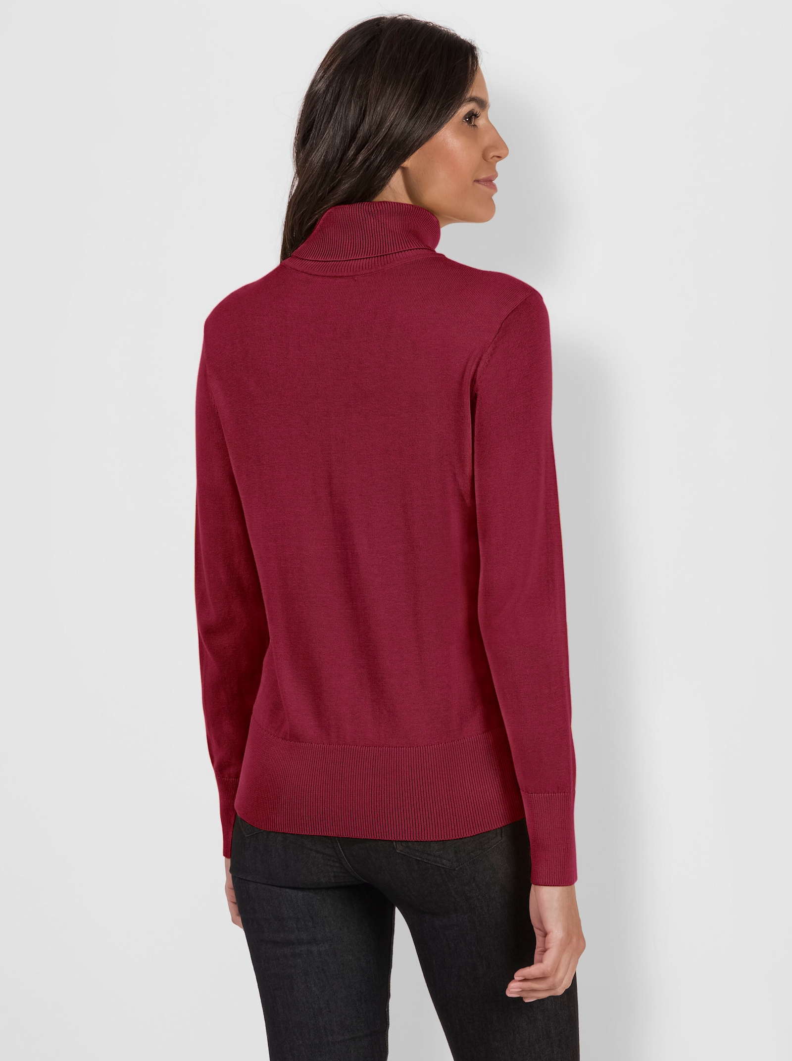 Rollkragenpullover aus Feinstrick - kirsche