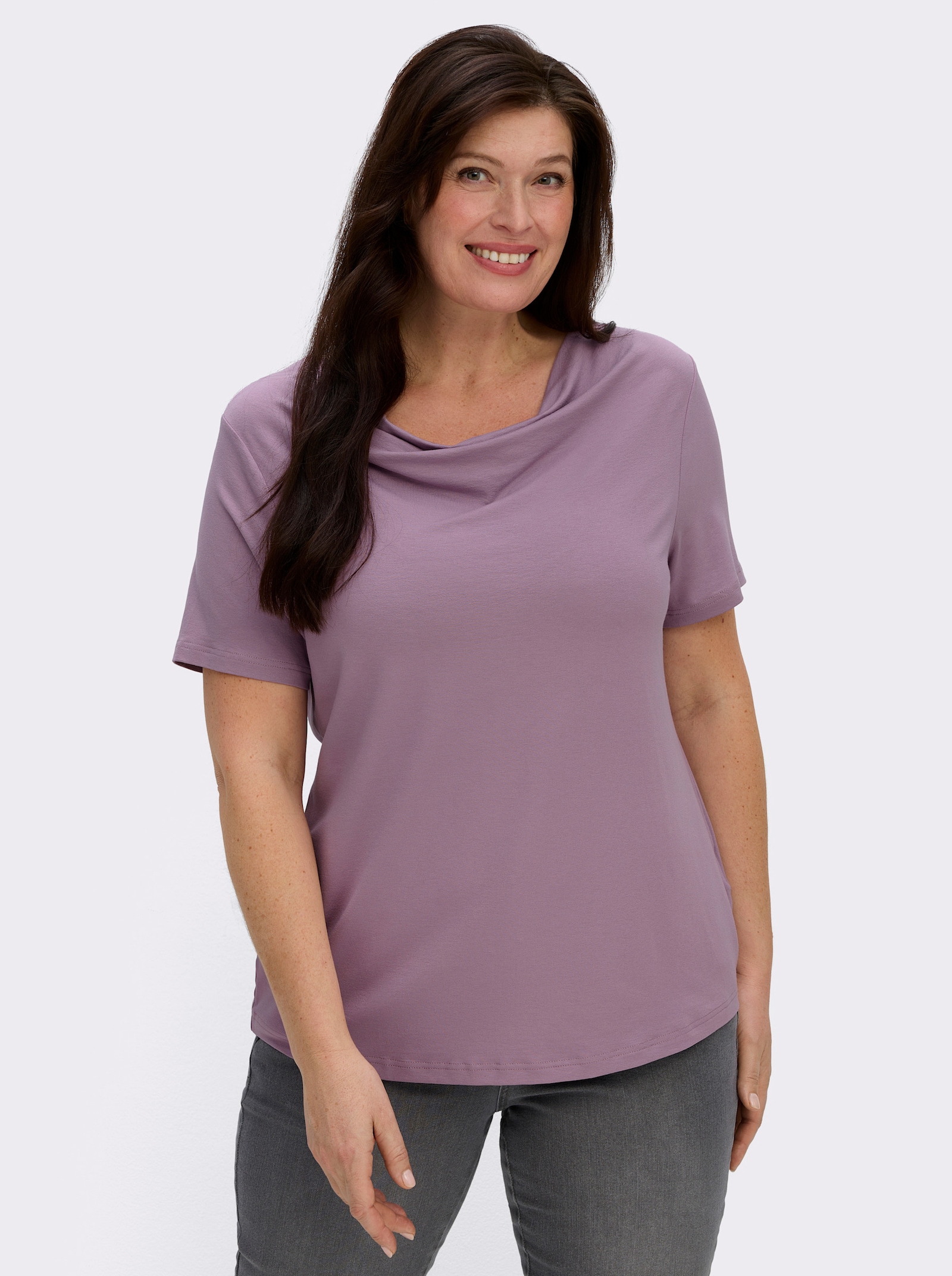 Wasserfallshirt mit kurzen Ärmeln - lavendel