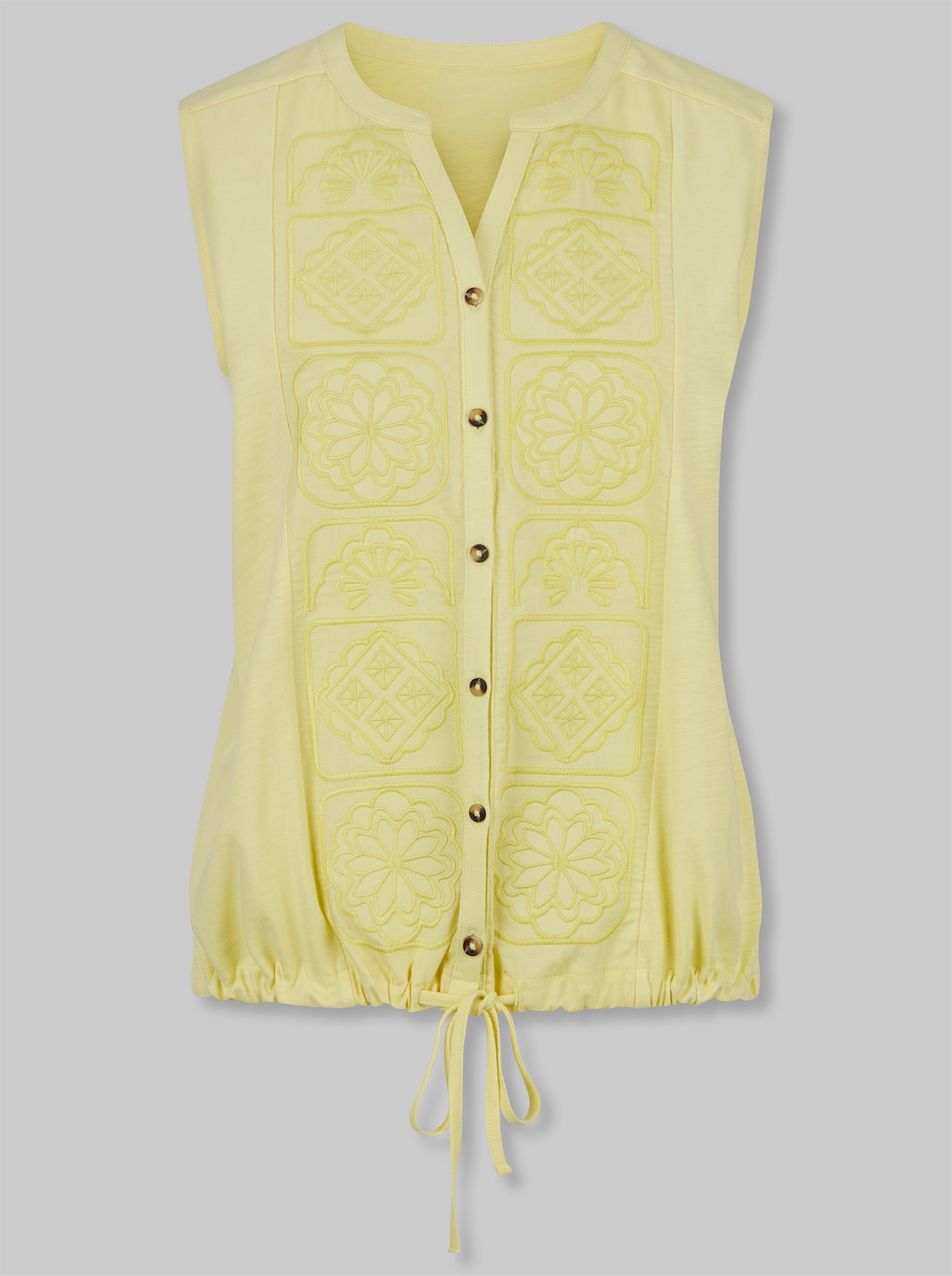 heine Blusenshirt mit Spitzeneinsatz - zitrone