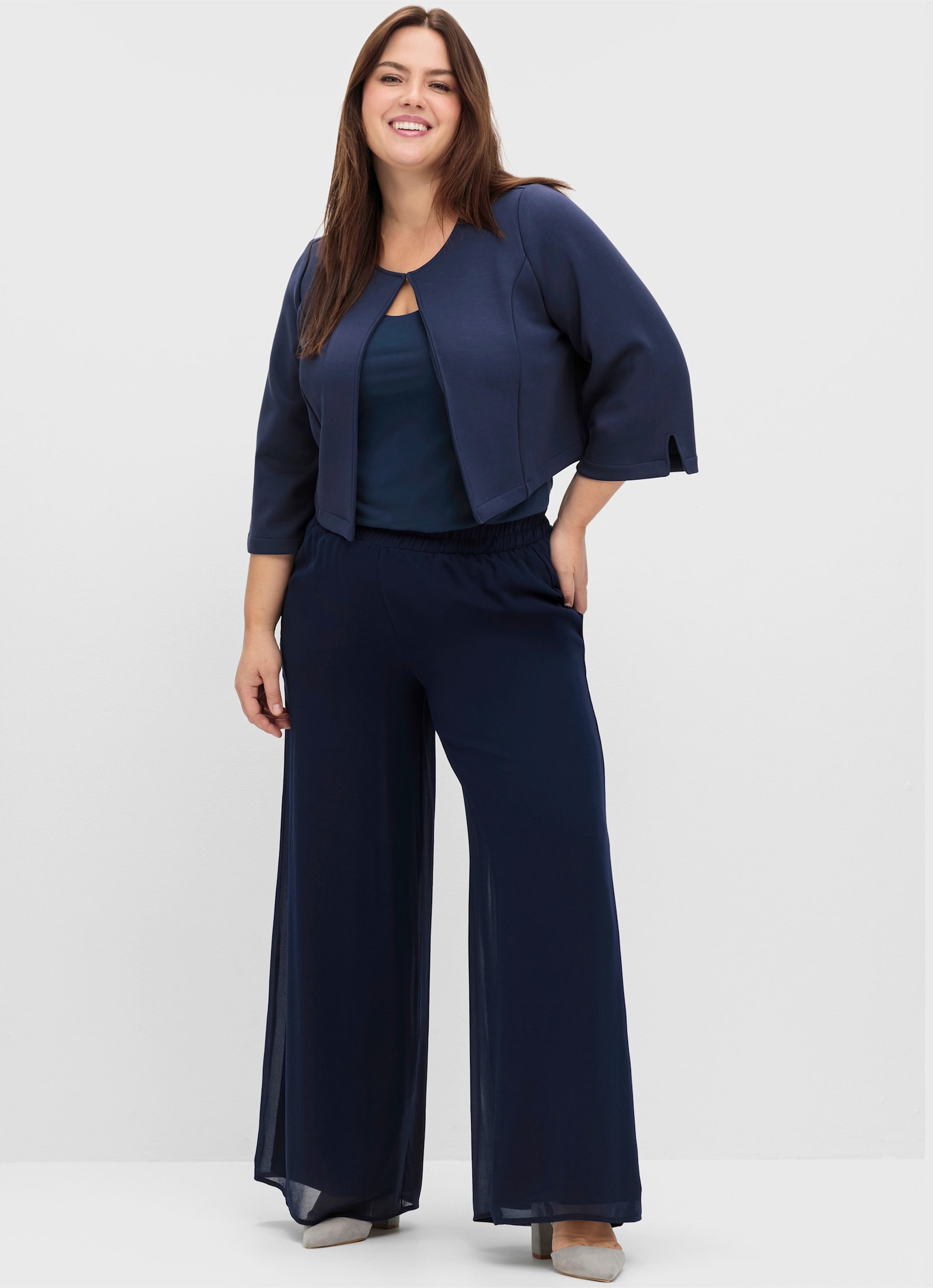 sheego Palazzohose aus Chiffon, im Lagenlook - marine