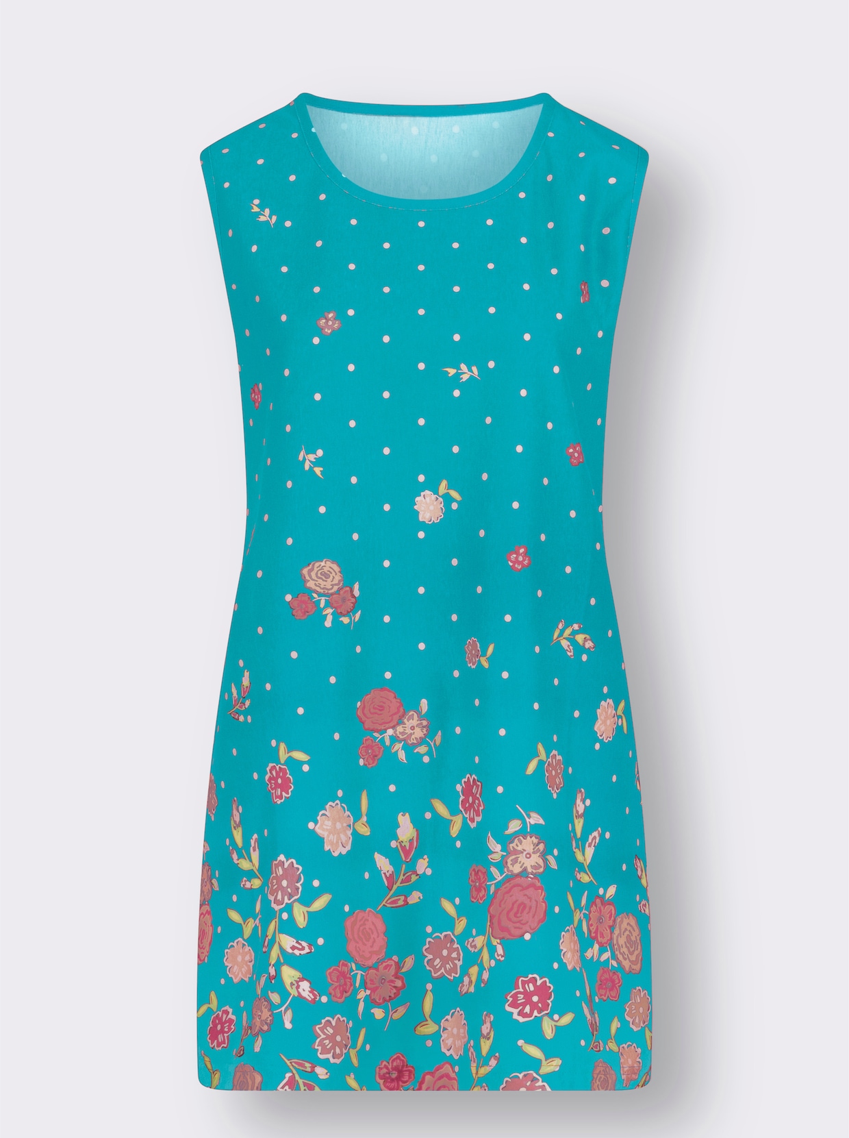 Longtop - turquoise gedessineerd