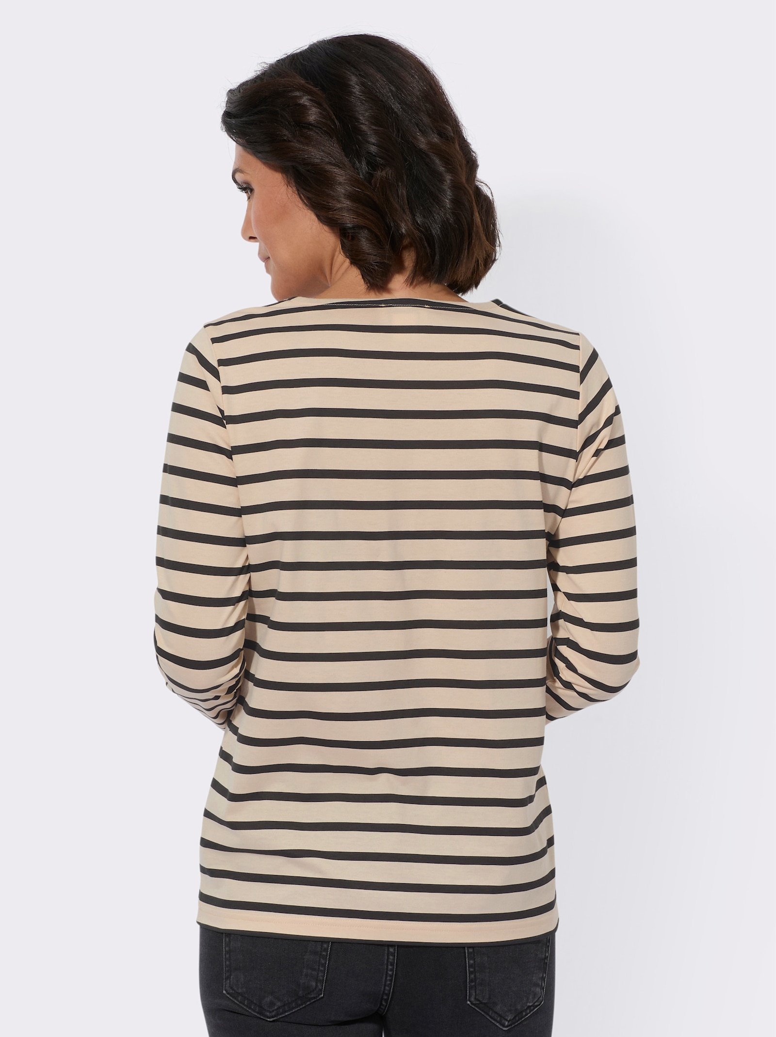 Langarmshirt im Ringelmuster - elfenbein-schwarz-geringelt