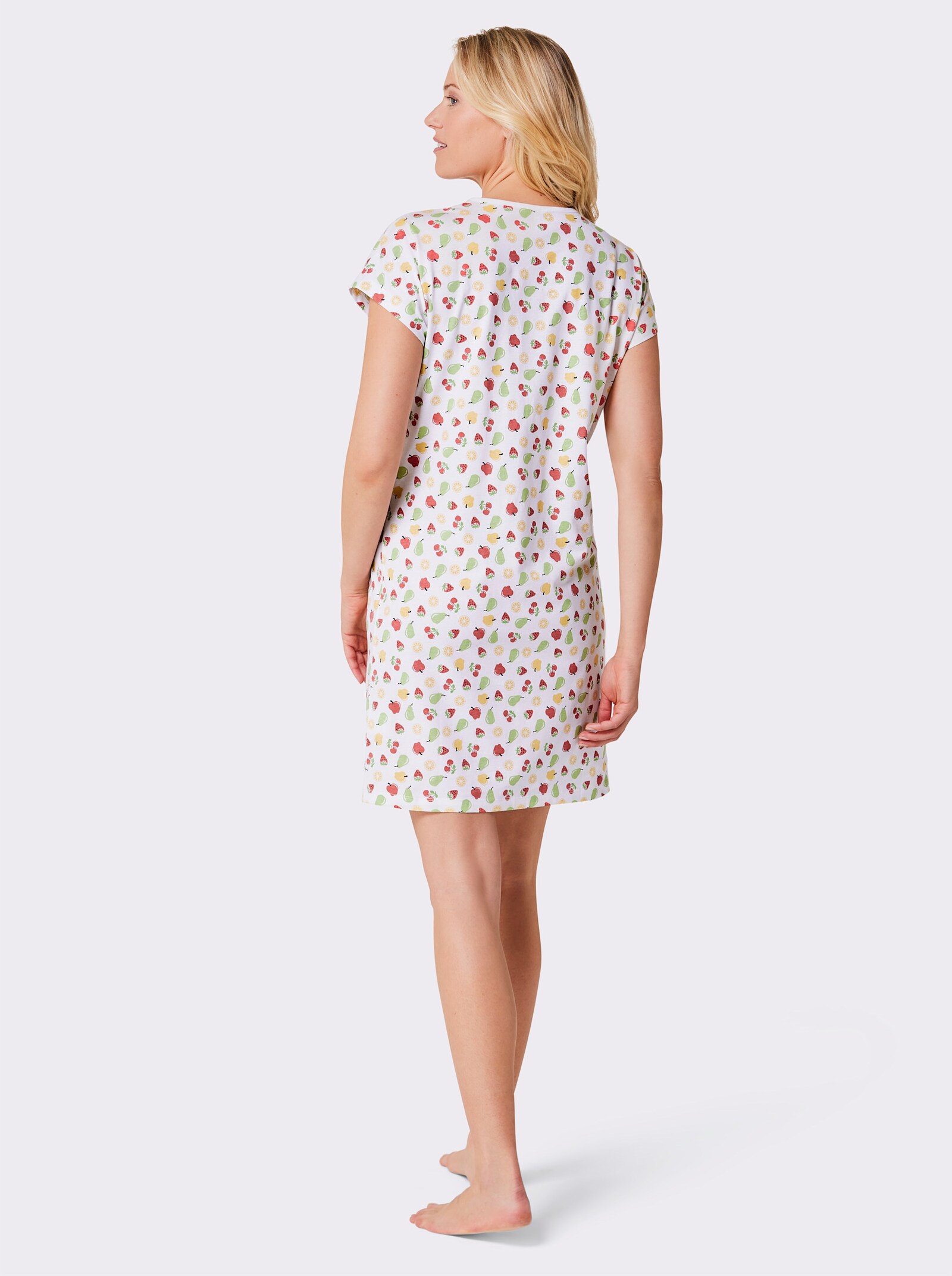 wäschepur Sleepshirts aus Baumwoll-Jersey - apfel + weiß-bedruckt