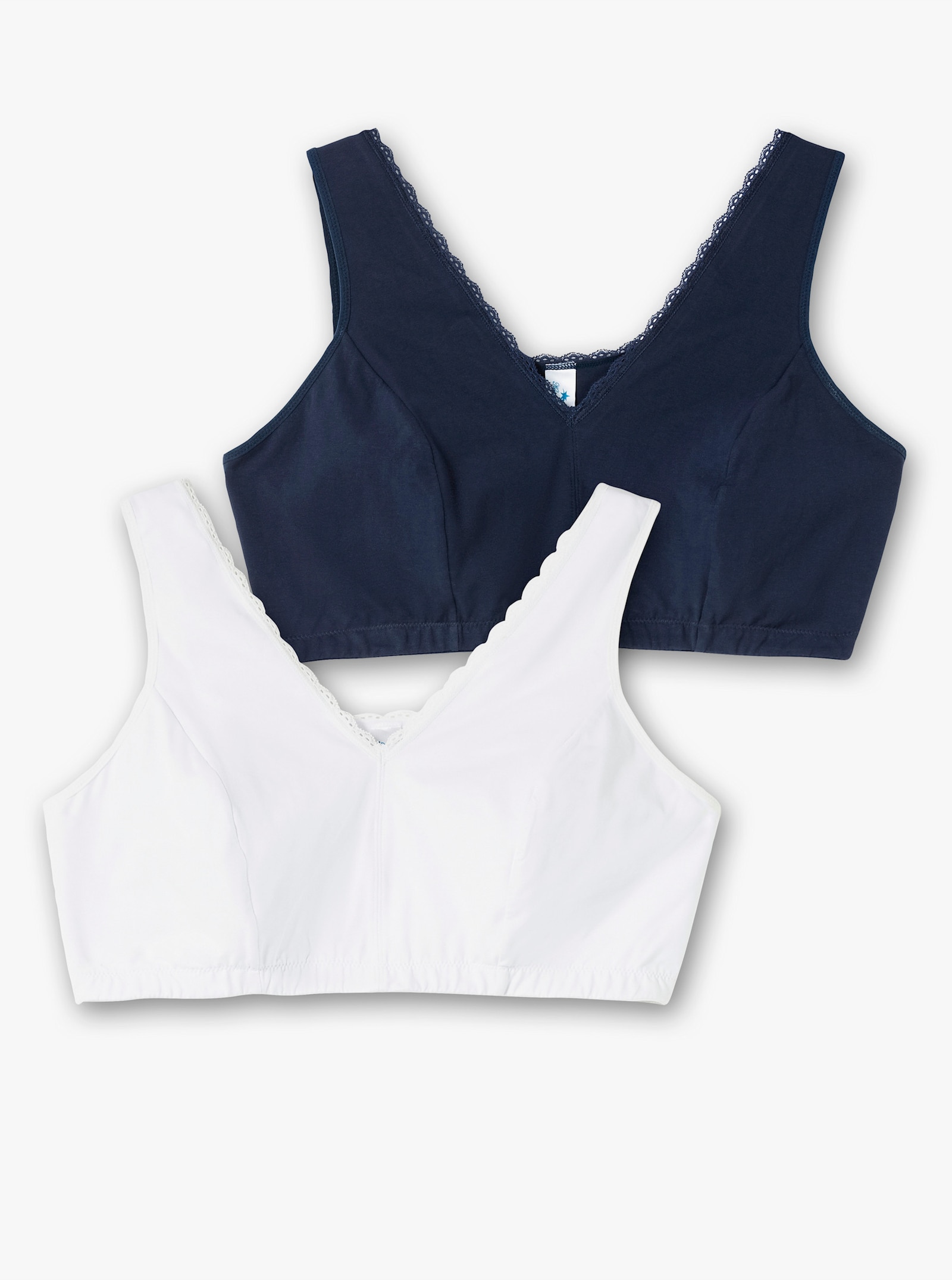 sheego Beugelloze beha in bustiermodel, in set van 2 - marine en wit