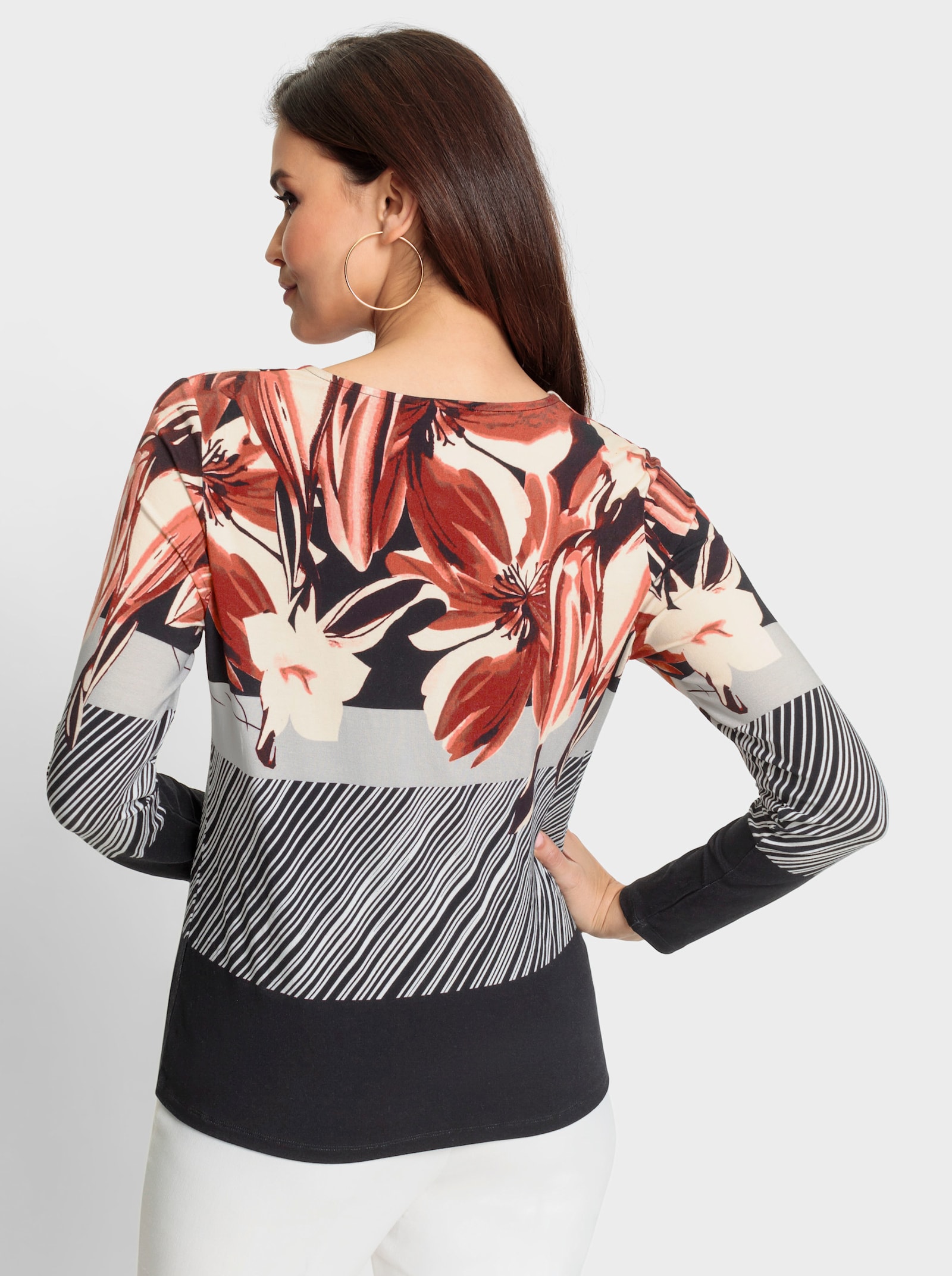 Shirt met lange mouwen in patroonmix - rood/zwart geprint