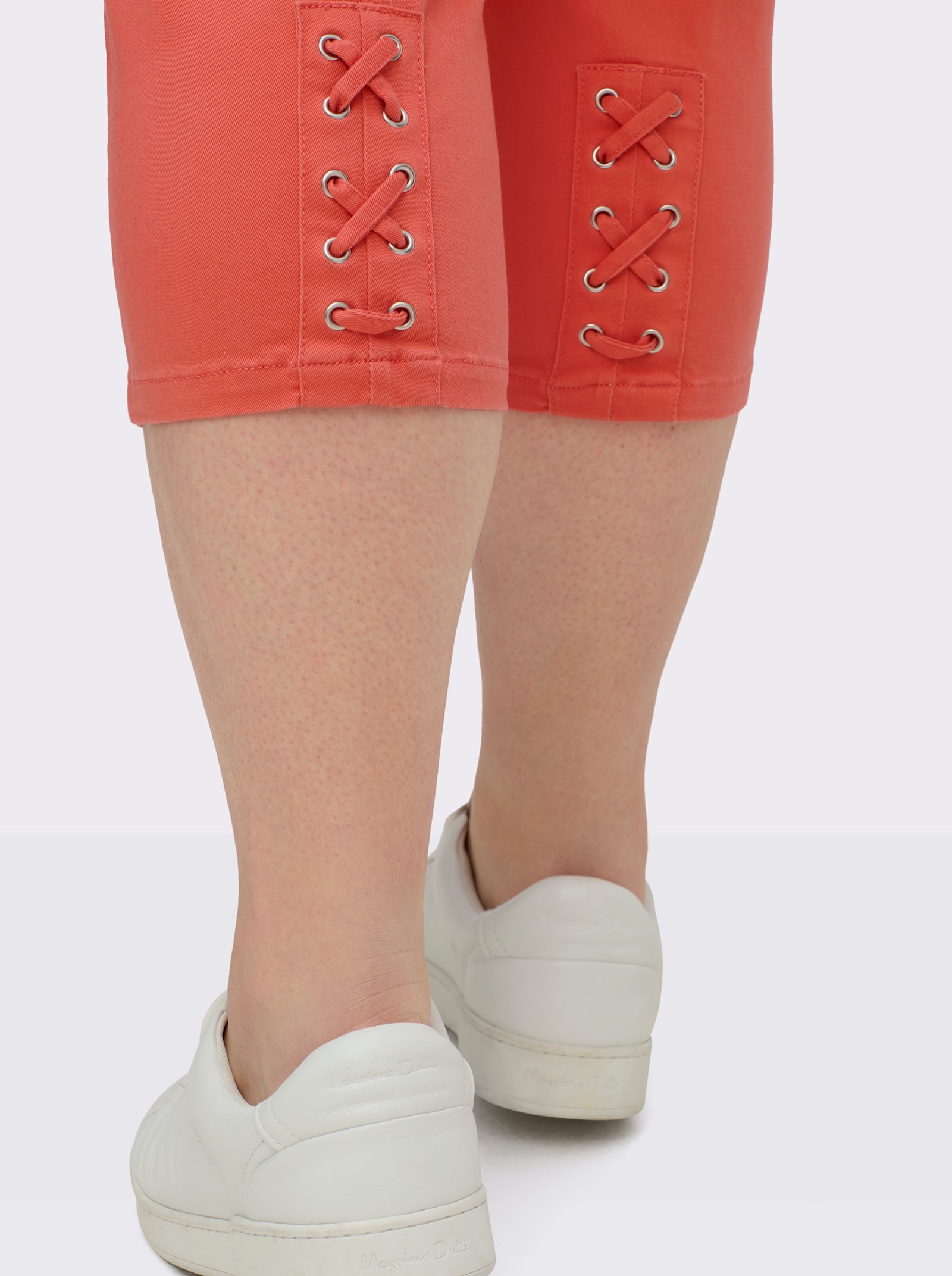 3/4-Jeans mit Bändchen-Verzierung - koralle