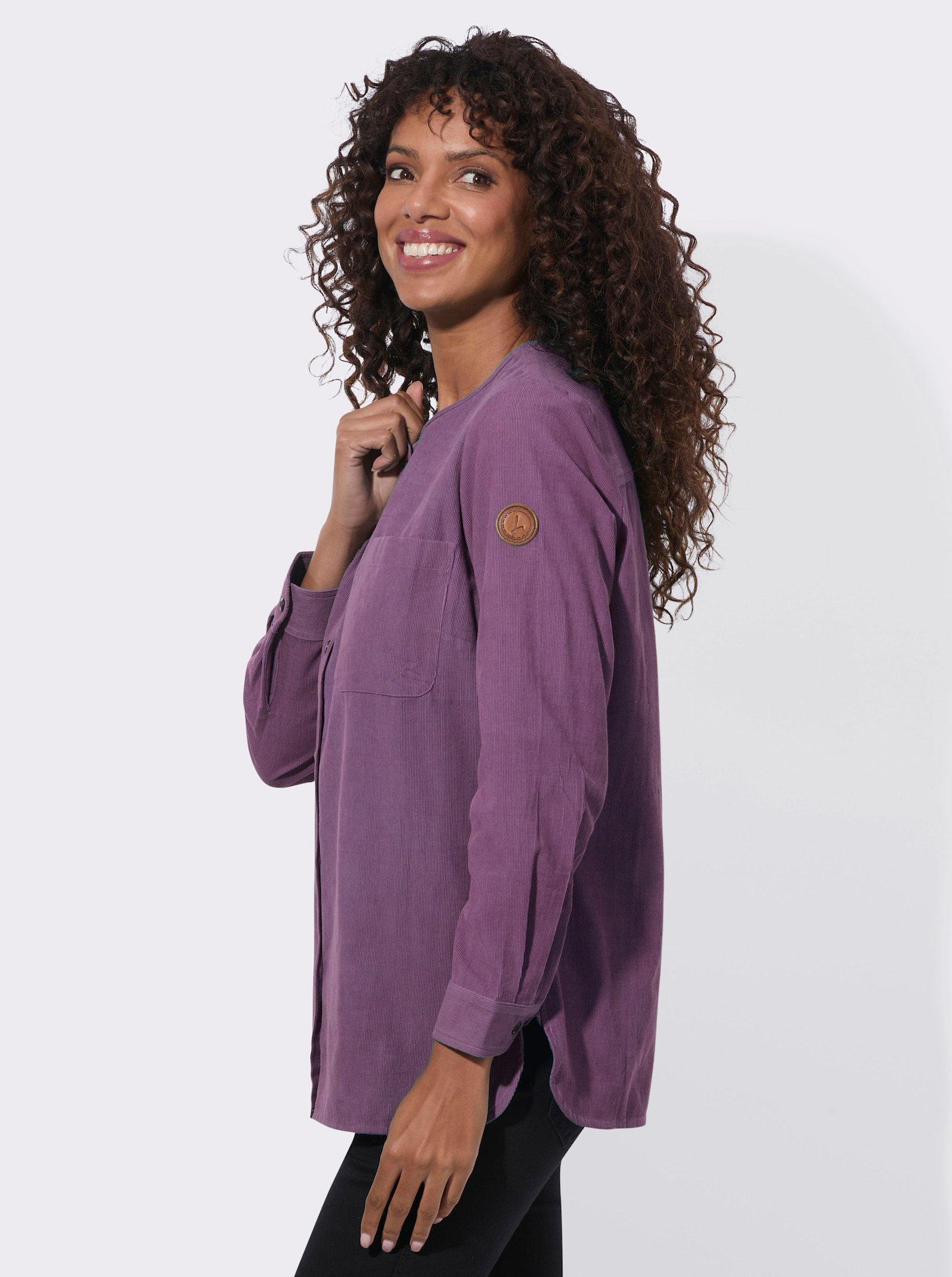  Langarmbluse in Cord-Qualität - violett
