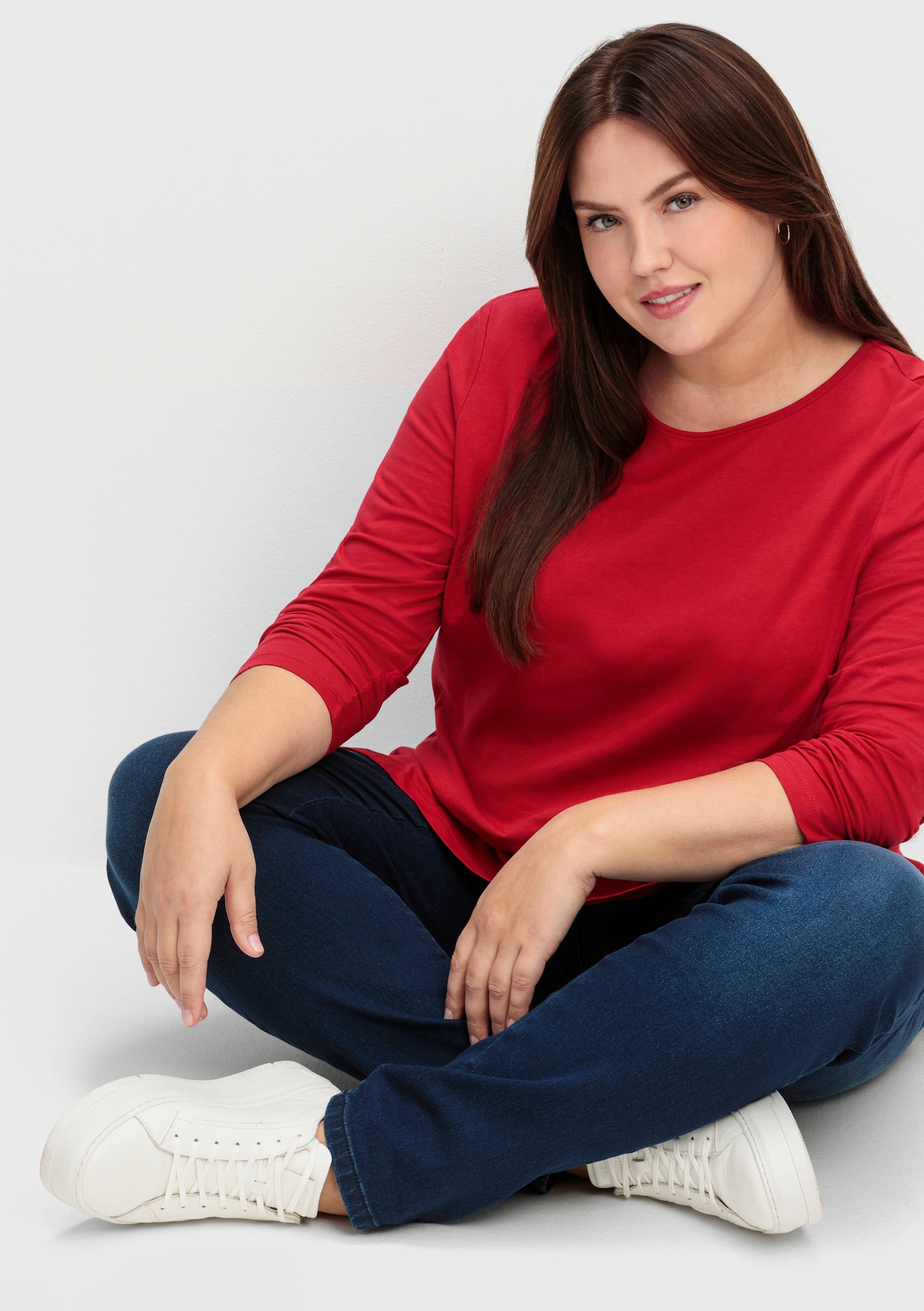 Langarmshirt mit hohen Seitenschlitzen - bordeaux