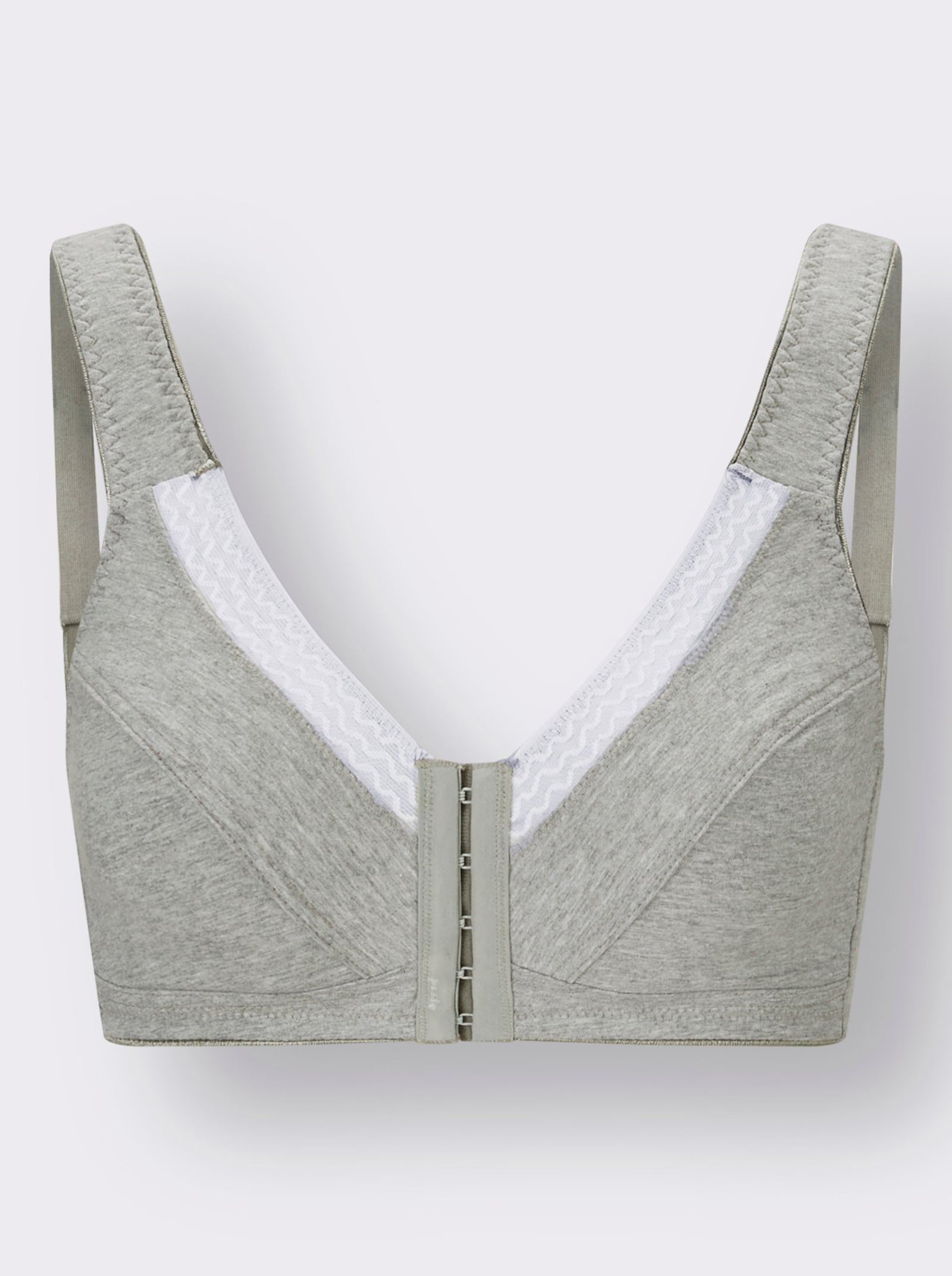 wäschepur Vorderverschluss-BH ohne Bügel mit Spitzenband - grau-melange