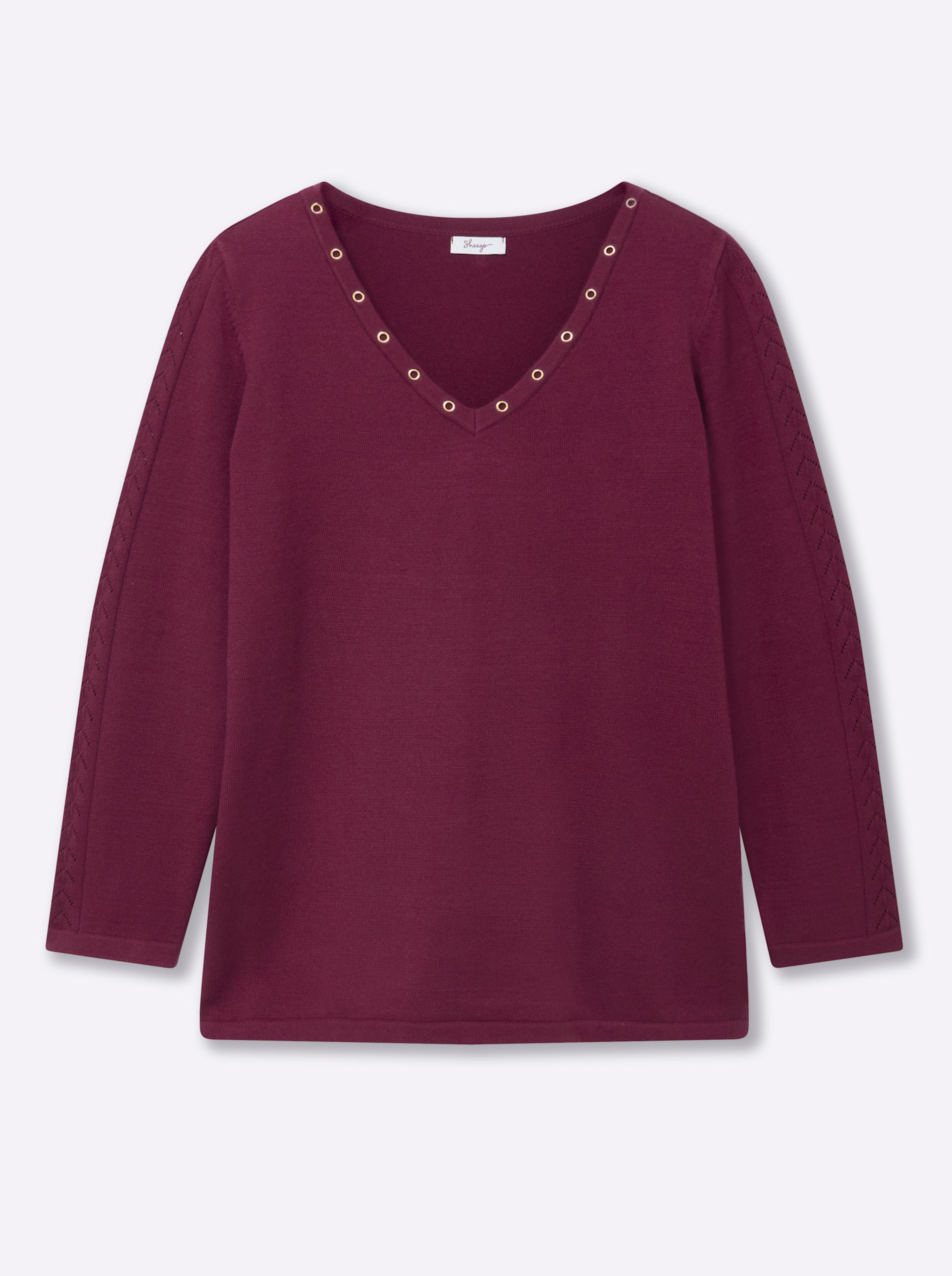 Sheego Damen Bordeaux Pullover - Bild 2