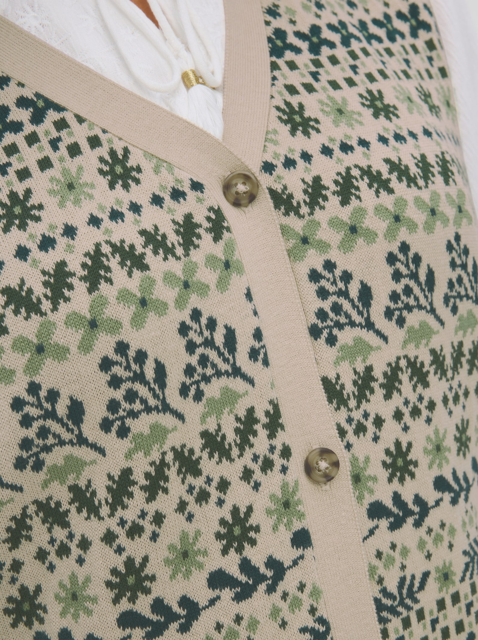 sheego Strickweste im Norwegermuster - petrol-eucalyptus-gemustert