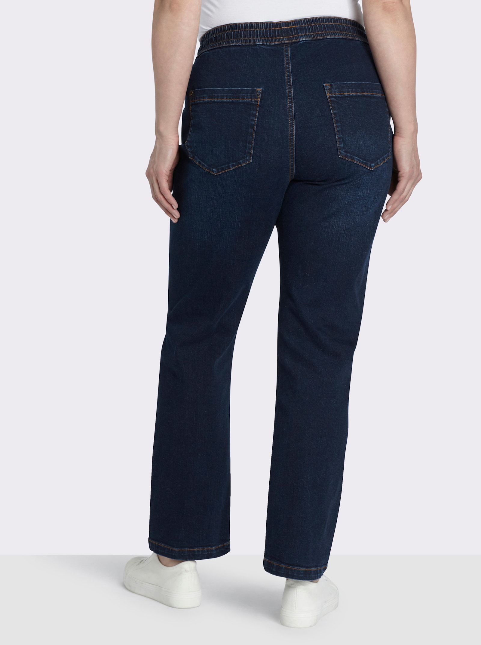 sheego Schlupfjeans mit Bindeband - dark blue
