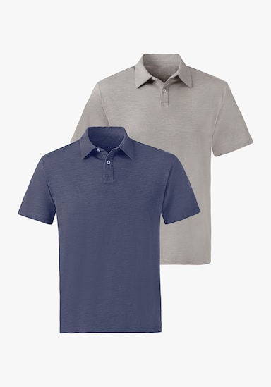 Poloshirt - blau-grau