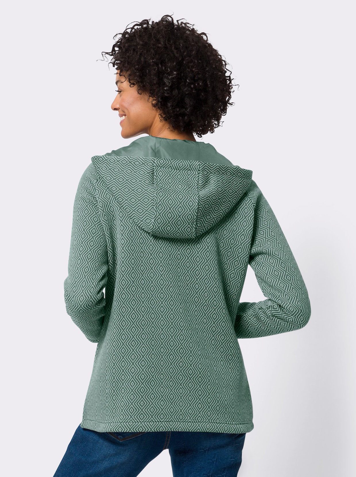 Strickfleecejacke - kalkmint-jade-gemustert