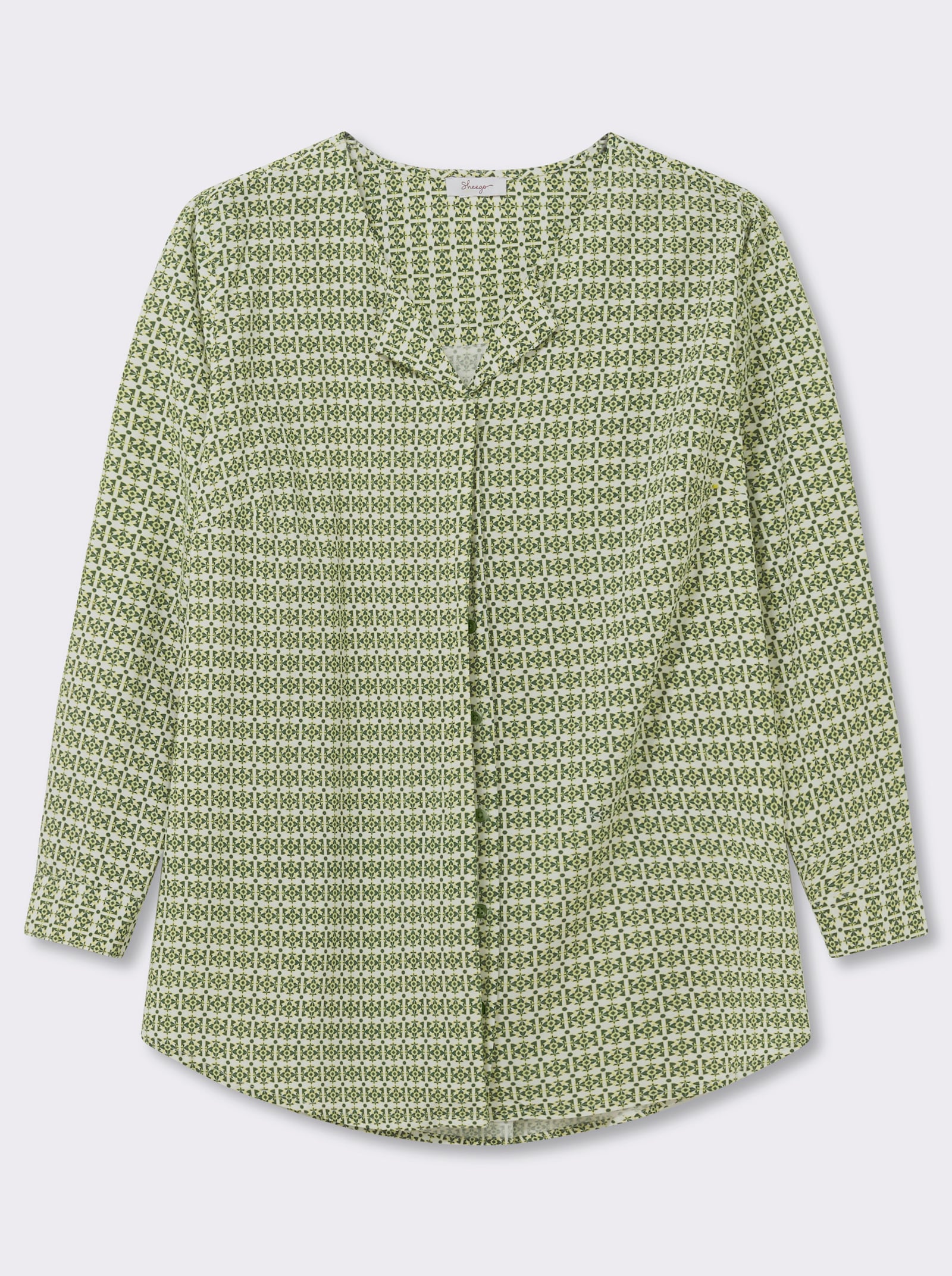 sheego Druckbluse in A-Linie - moos-pistazie-bedruckt