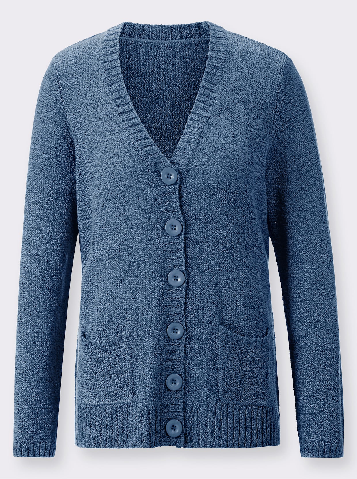 Strickjacke - mittelblau-meliert