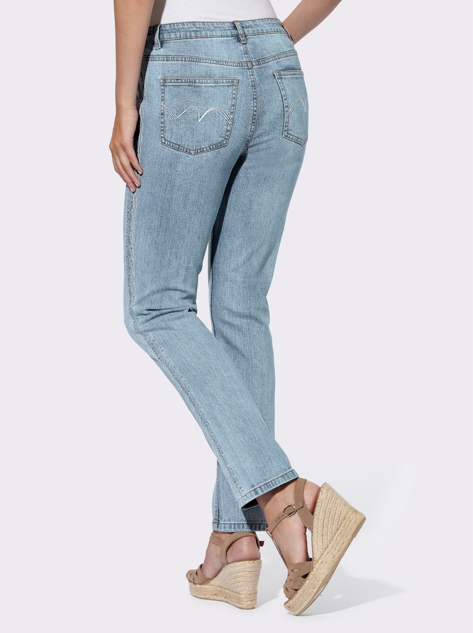heine 5-Pocket-Jeans mit hohem Stretch-Anteil - blue-bleached