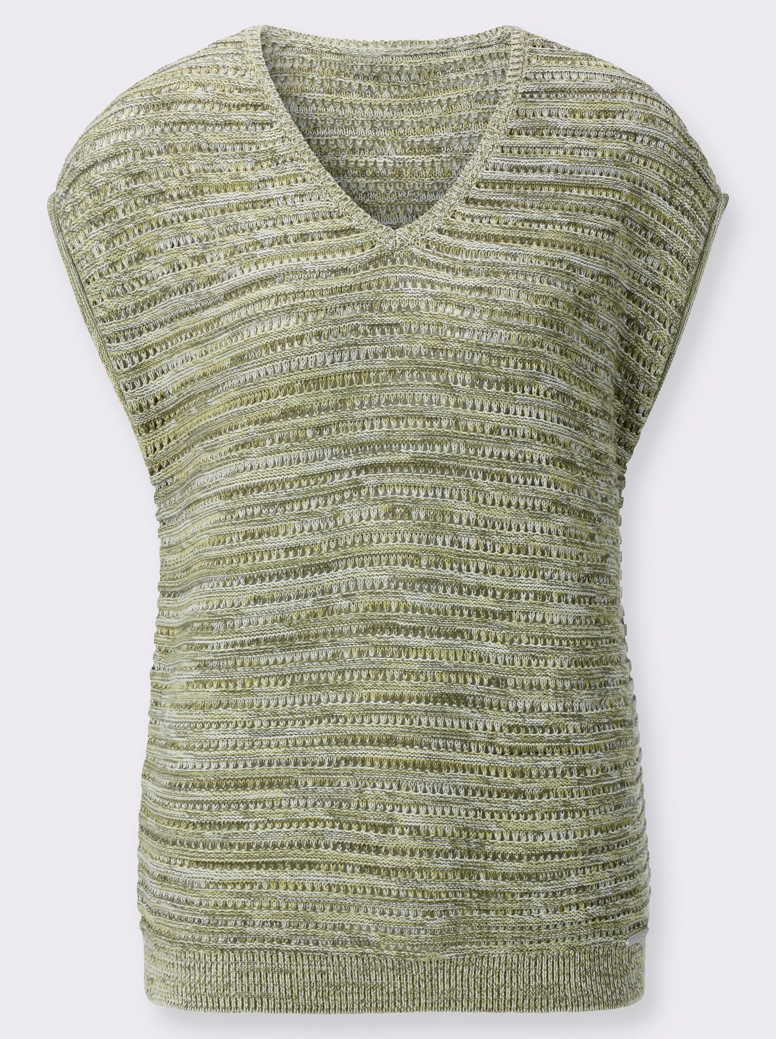 Pullunder mit Ajourstrick-Muster - lindgrün-meliert