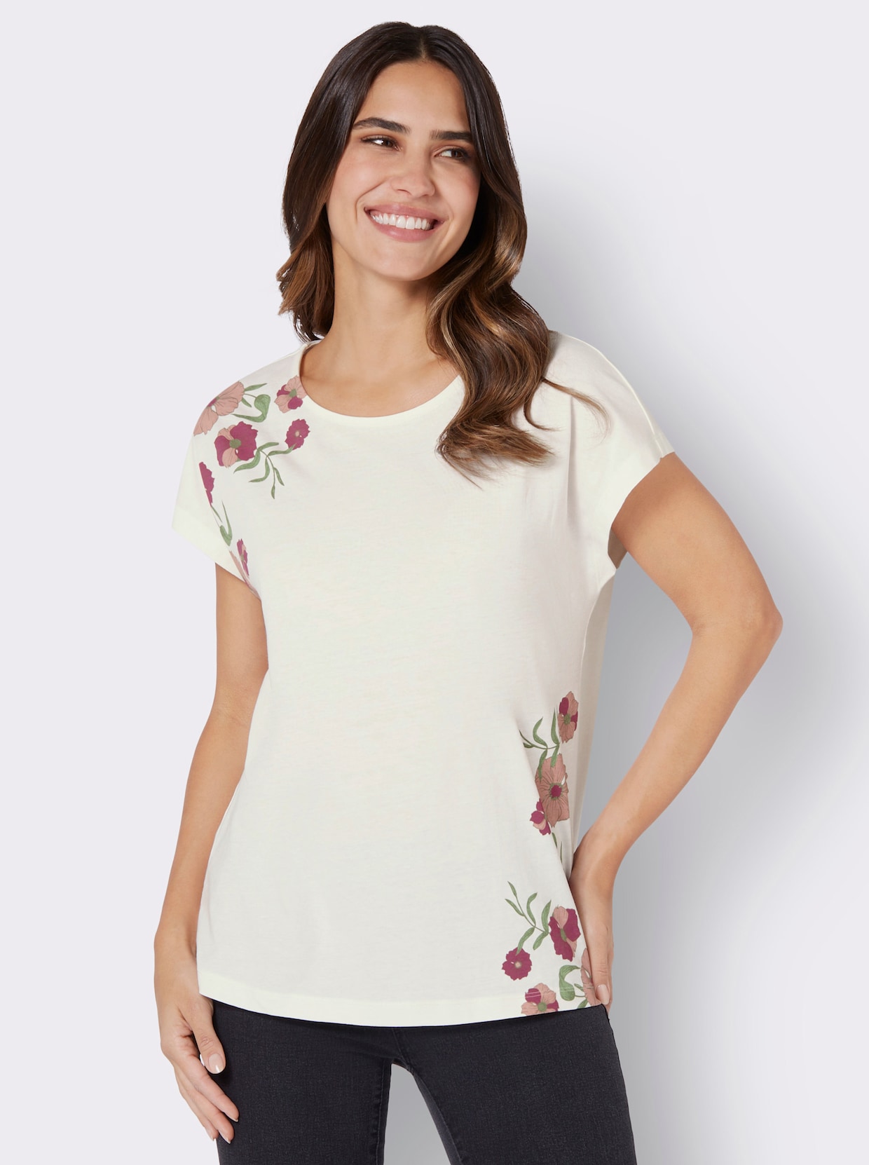 Shirt met korte mouwen - ecru/rozenkwarts