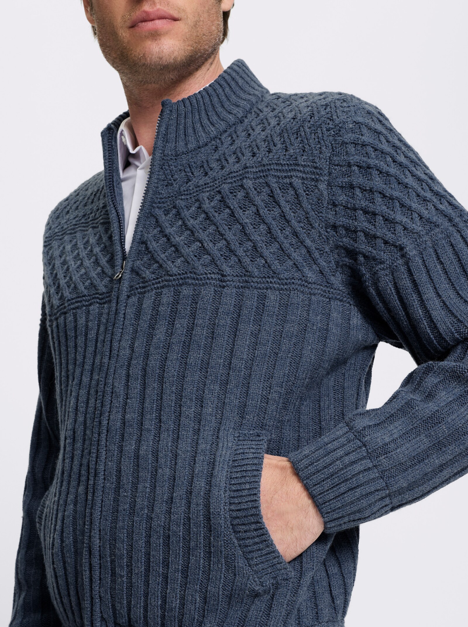 Marco Donati Strickjacke - jeansblau-meliert